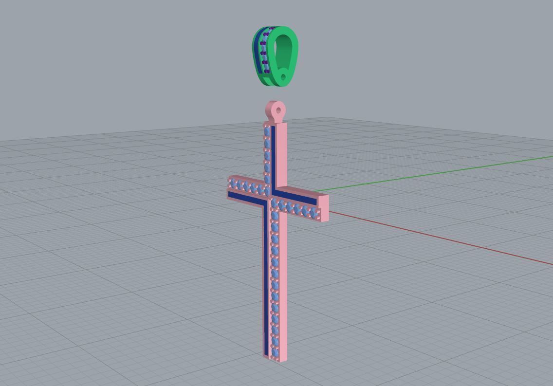 Fashion enamel cross with diamonds and modern hanger STL format Free 3D print model_7