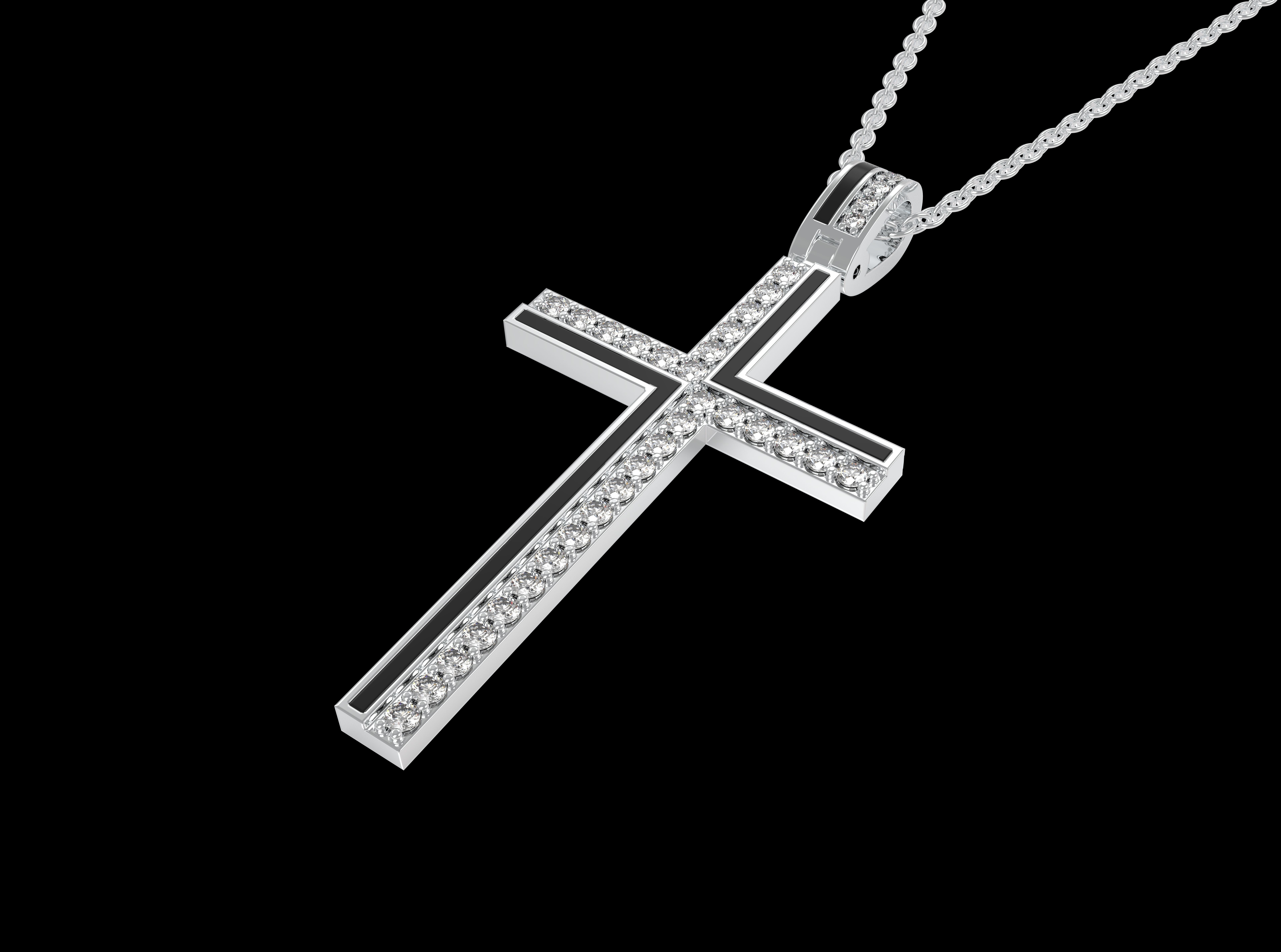 Fashion enamel cross with diamonds and modern hanger STL format Free 3D print model_15