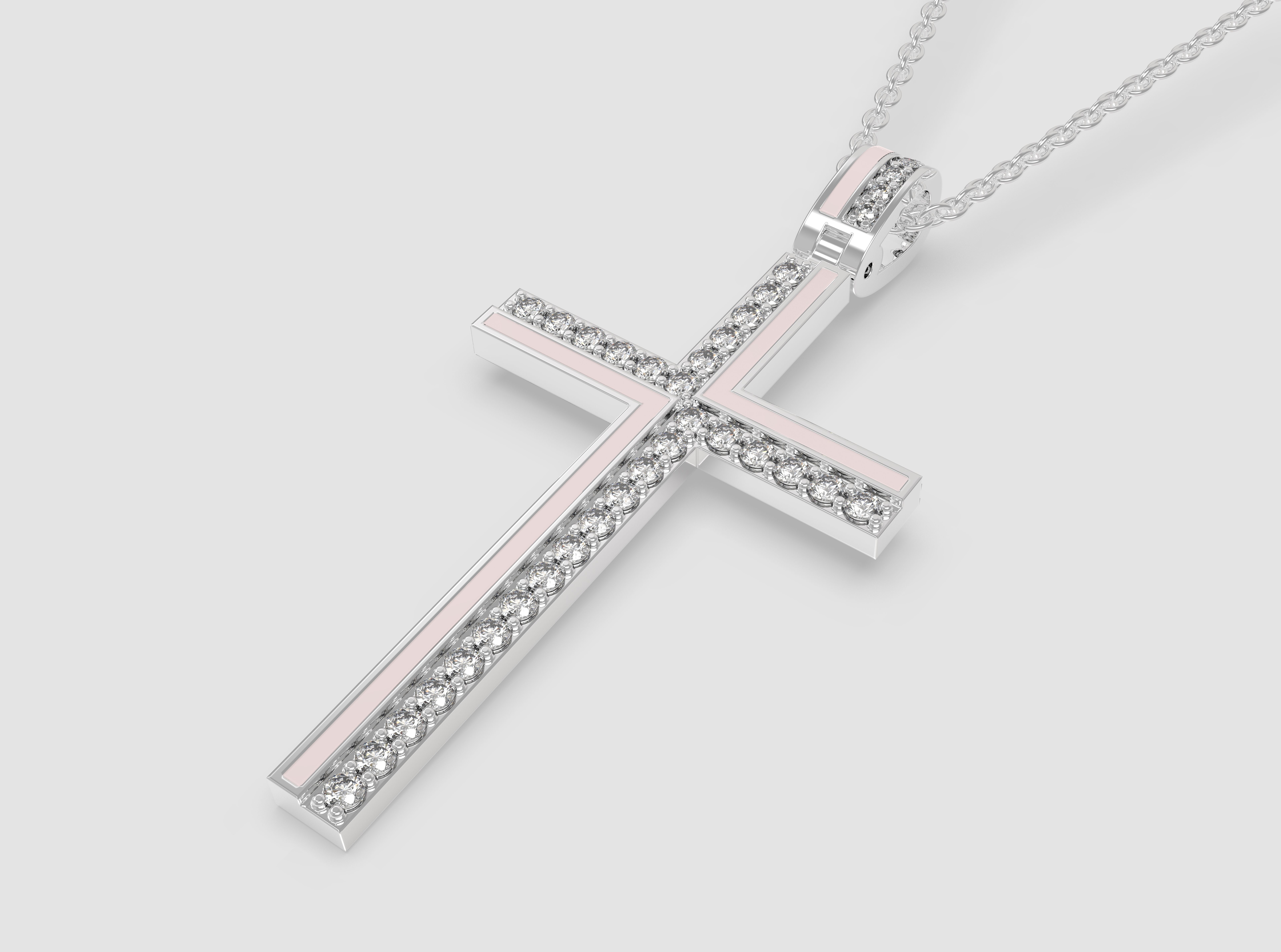Fashion enamel cross with diamonds and modern hanger STL format Free 3D print model_17