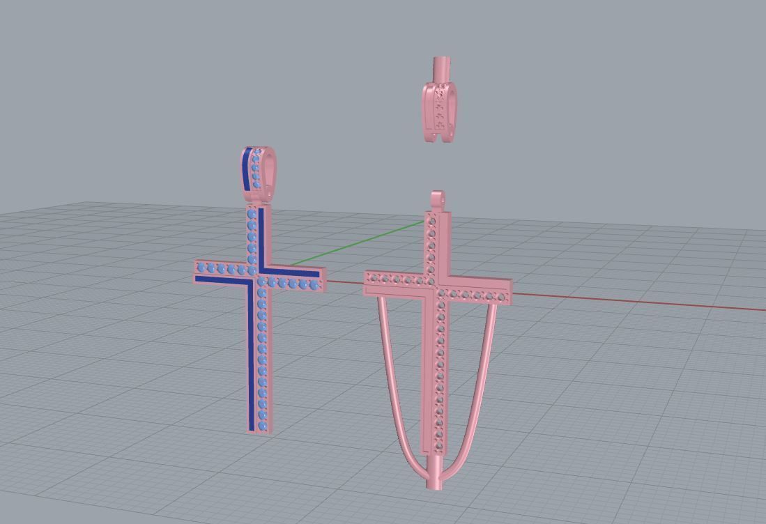 Fashion enamel cross with diamonds and modern hanger STL format Free 3D print model_11