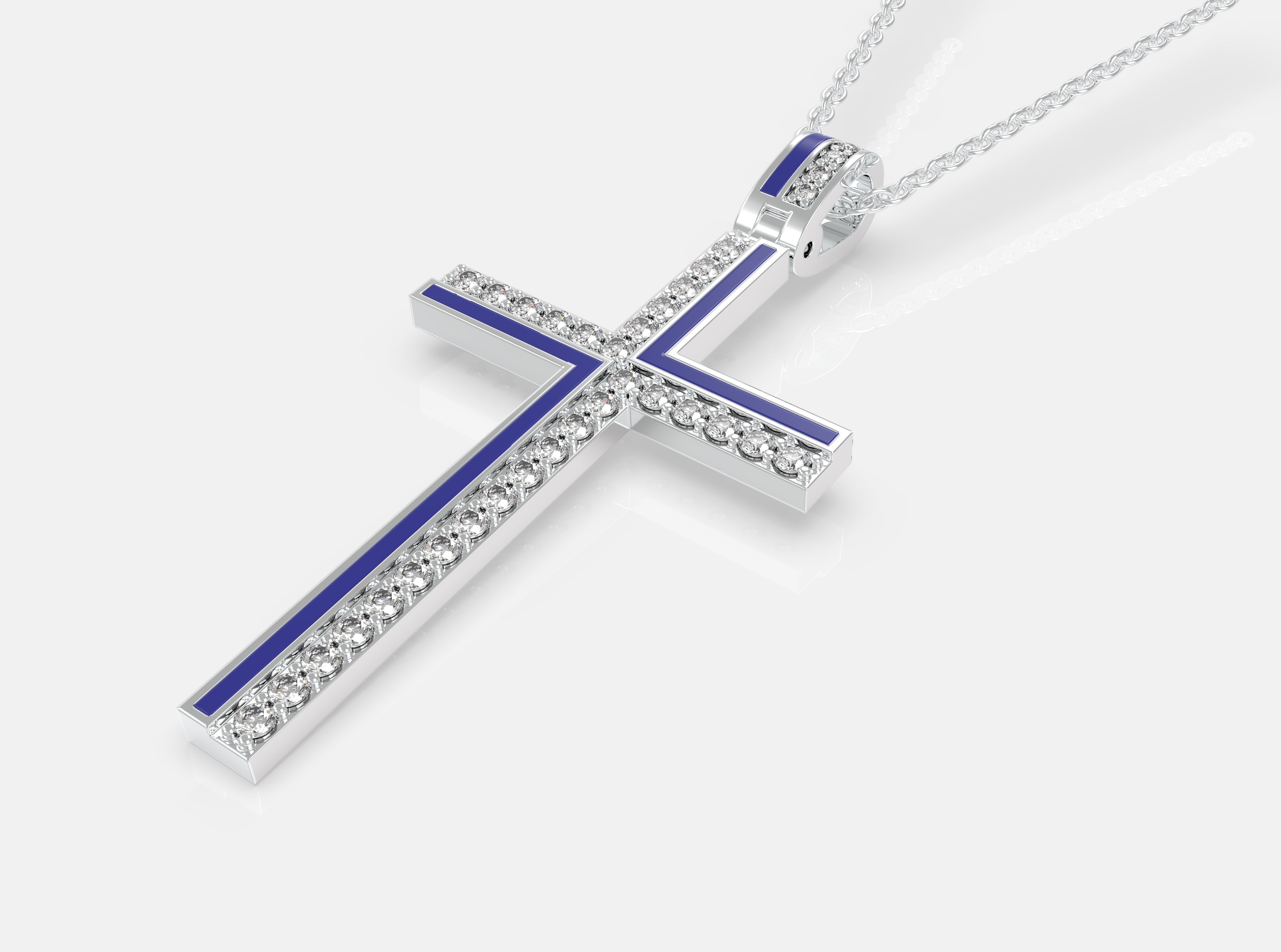 Fashion enamel cross with diamonds and modern hanger STL format Free 3D print model_2