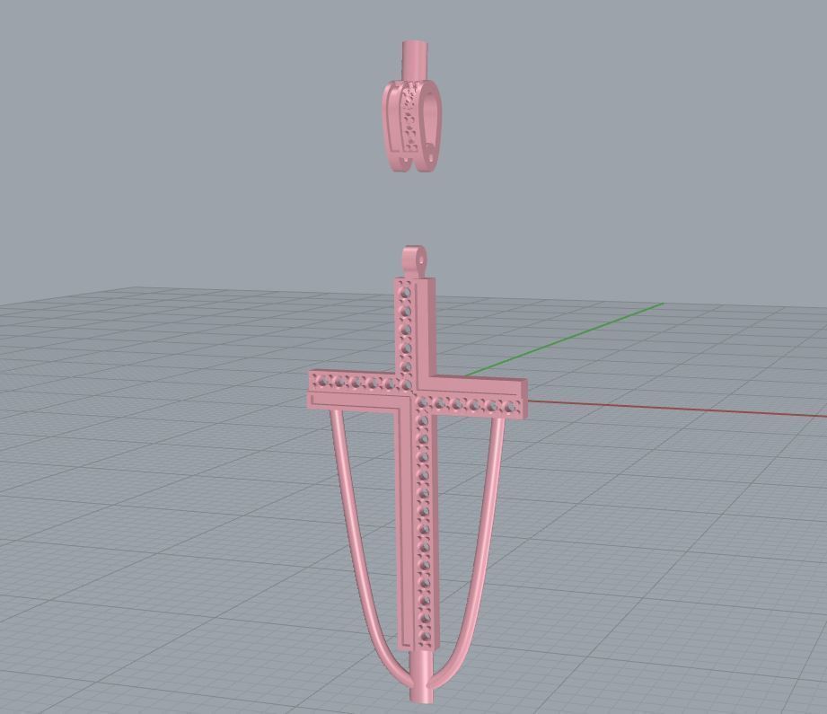 Fashion enamel cross with diamonds and modern hanger STL format Free 3D print model_10