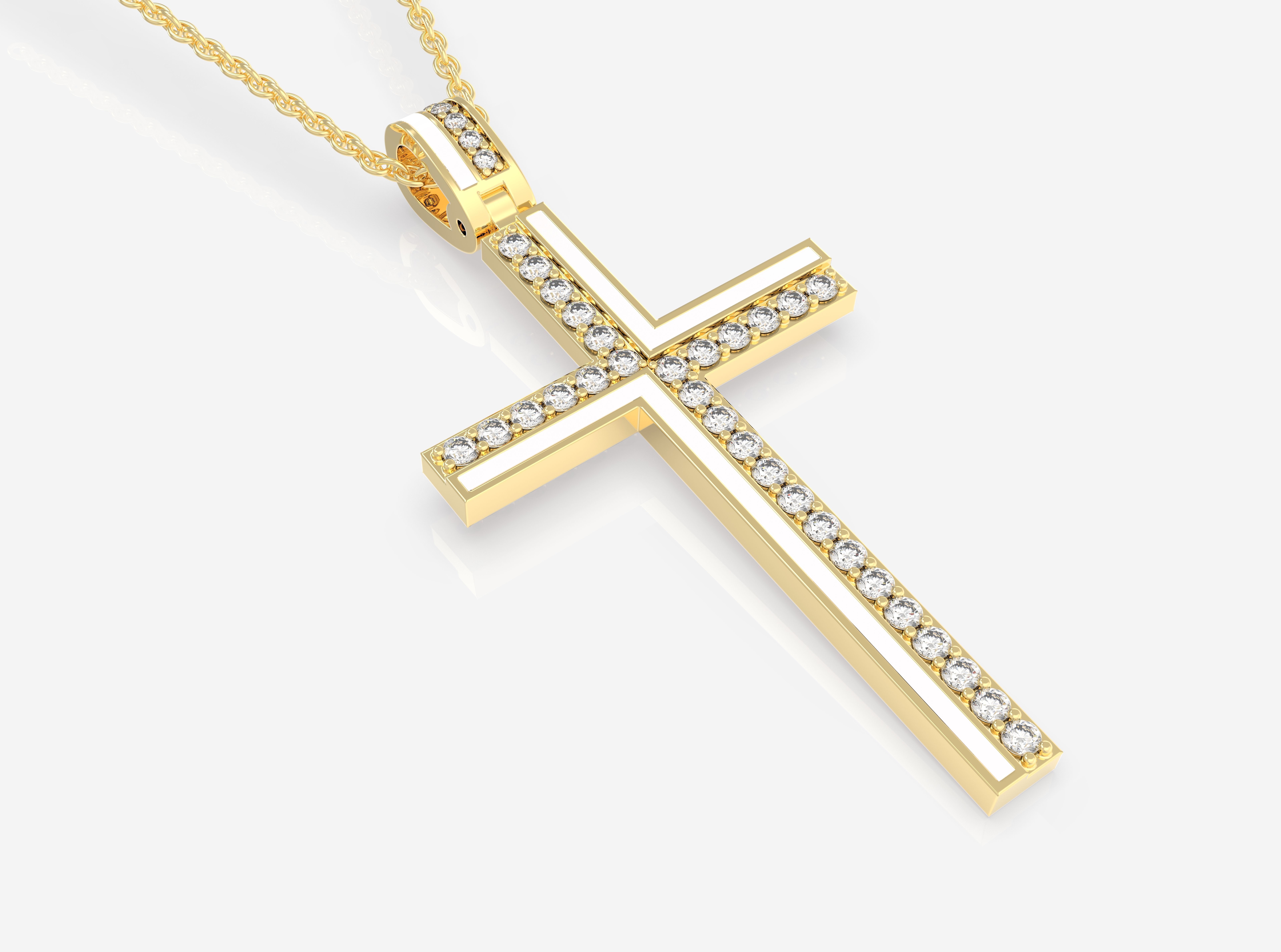 Fashion enamel cross with diamonds and modern hanger STL format Free 3D print model_13