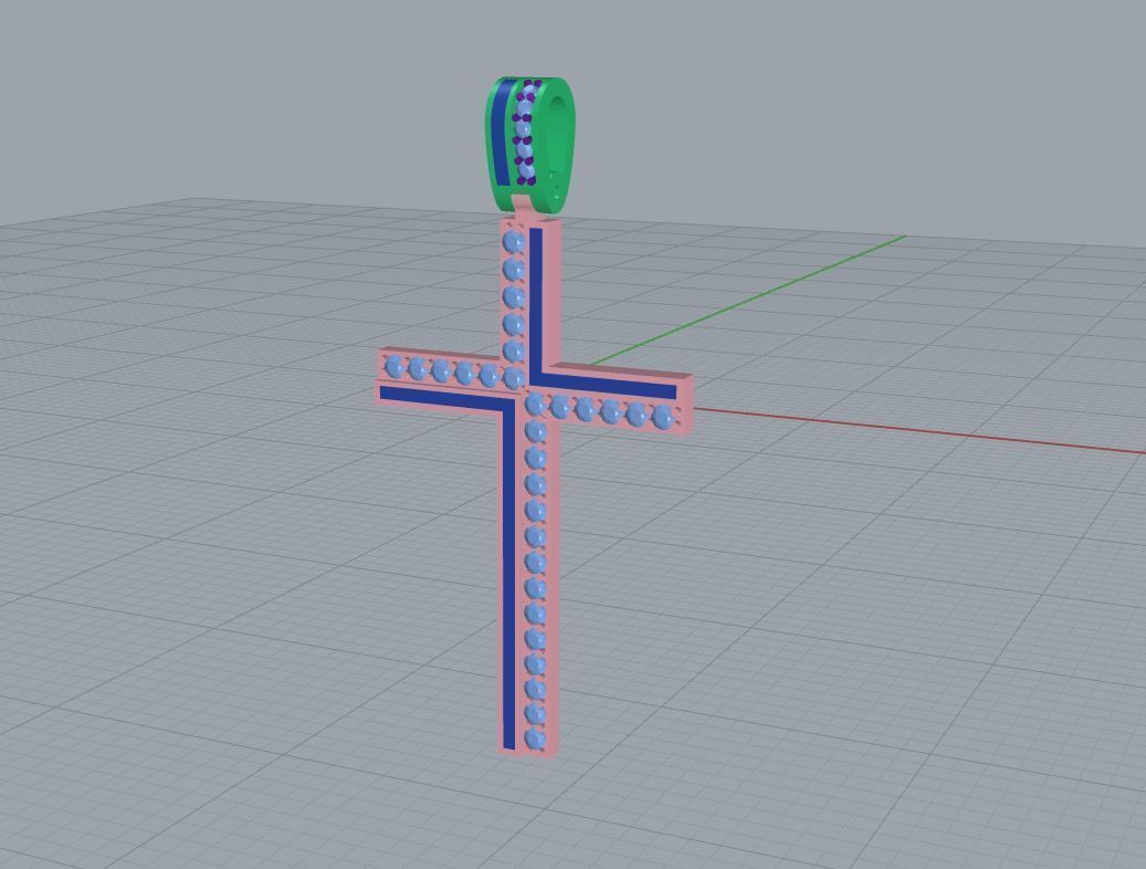 Fashion enamel cross with diamonds and modern hanger STL format Free 3D print model_4