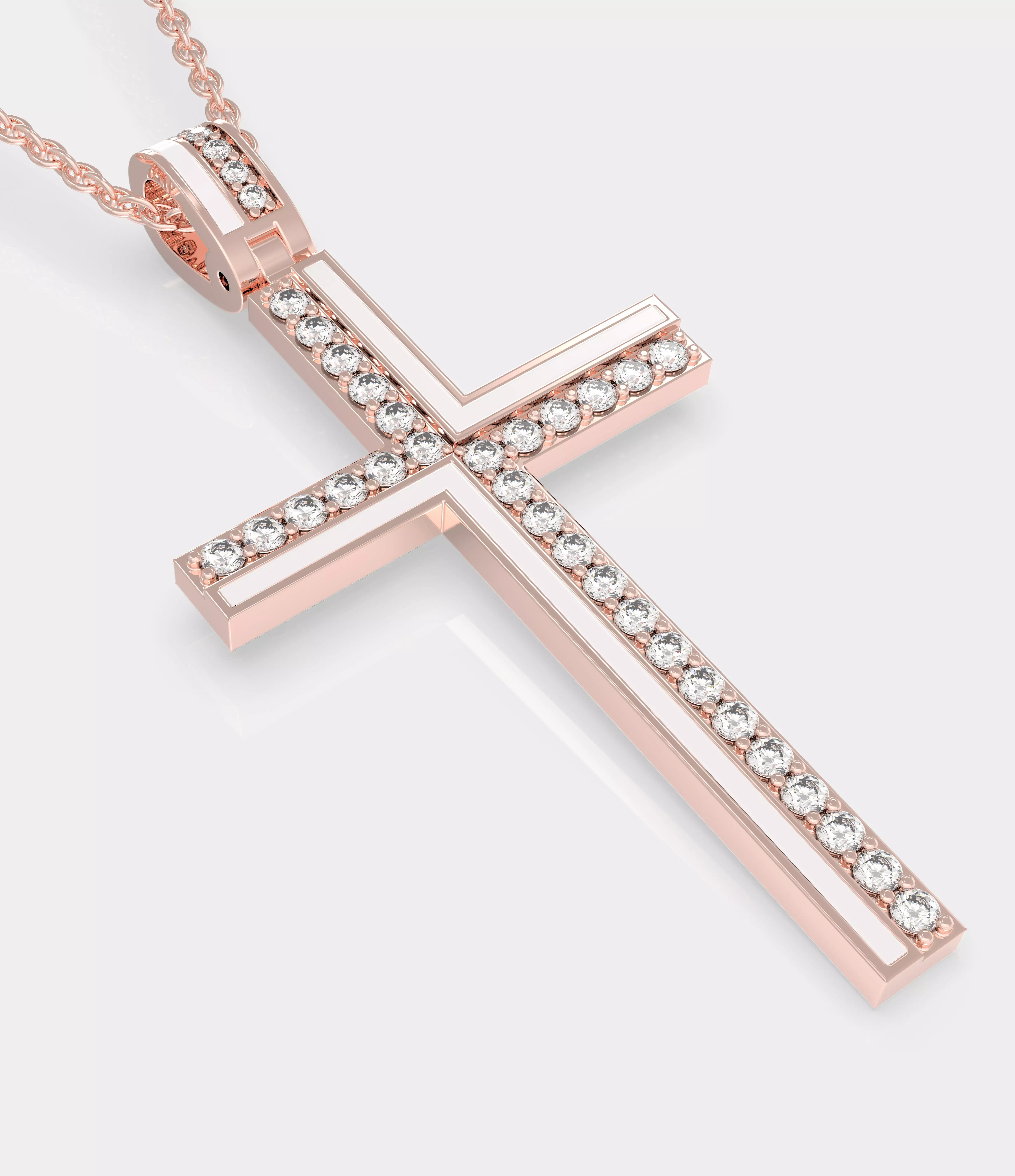 Fashion enamel cross with diamonds and modern hanger STL format Free 3D print model_0
