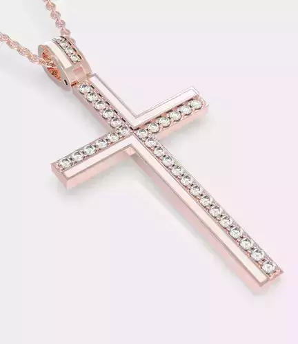 Fashion enamel cross with diamonds and modern hanger STL format Free 3D print model