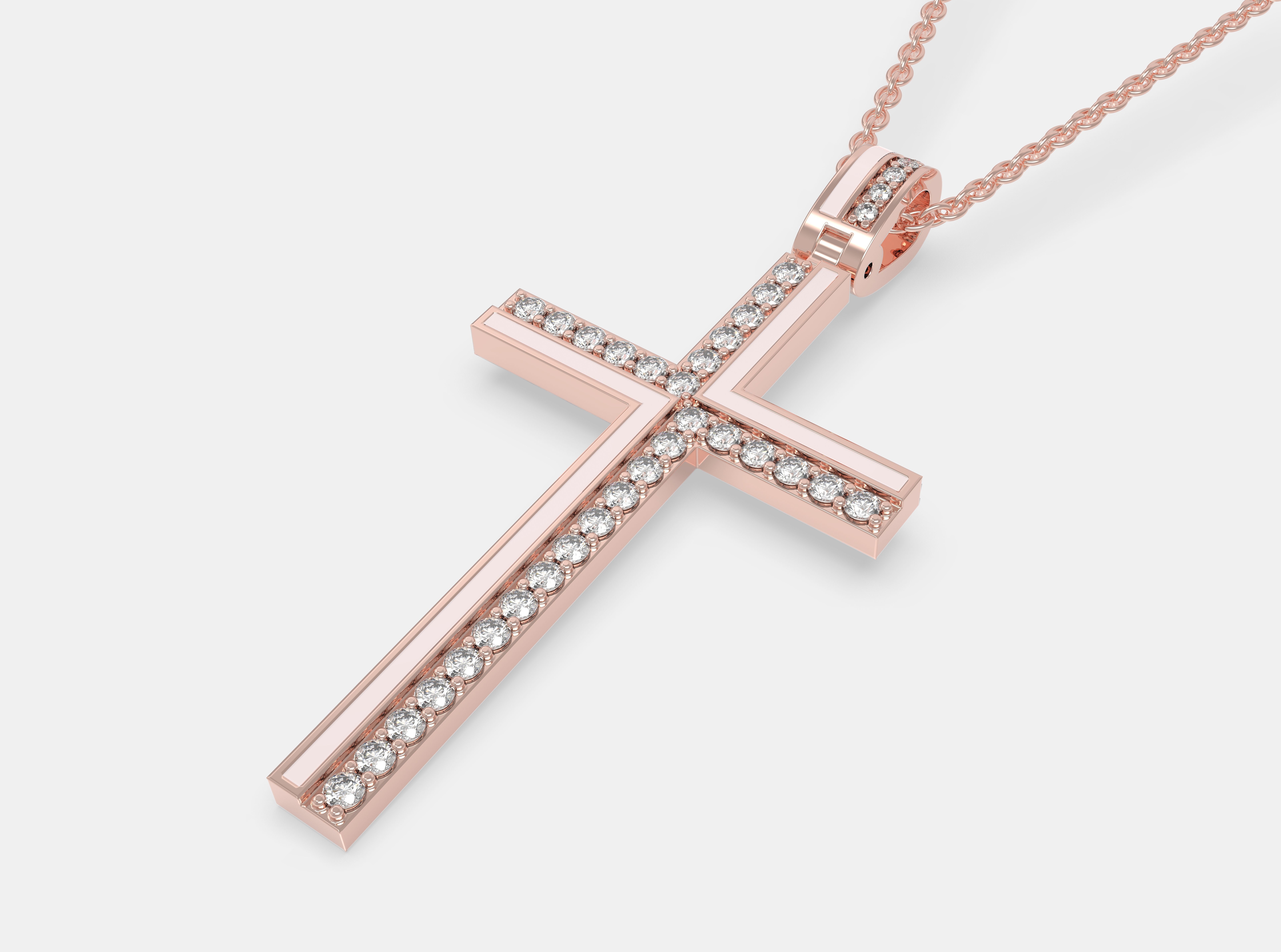 Fashion enamel cross with diamonds and modern hanger STL format Free 3D print model_16