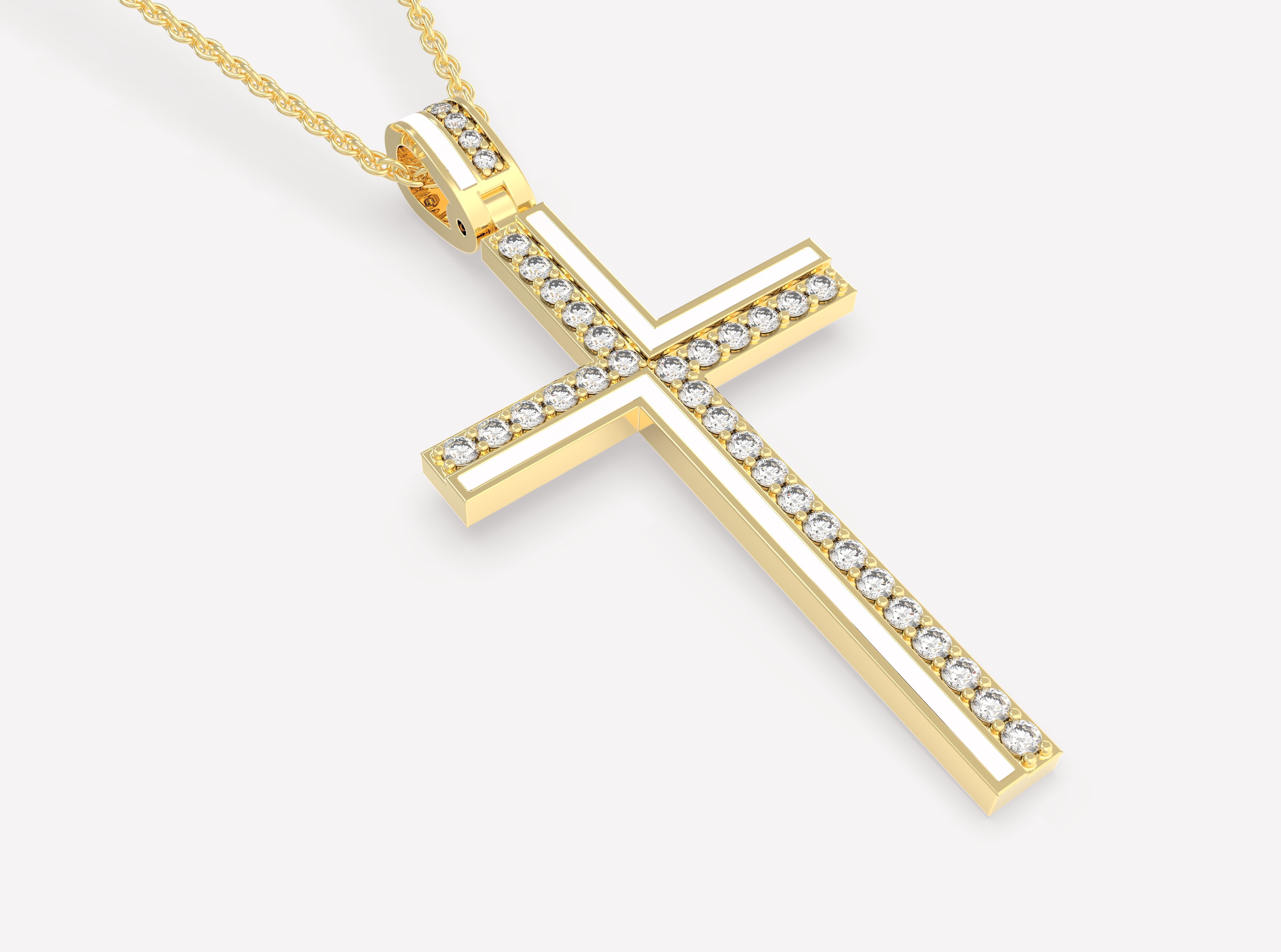 Fashion enamel cross with diamonds and modern hanger STL format Free 3D print model_14