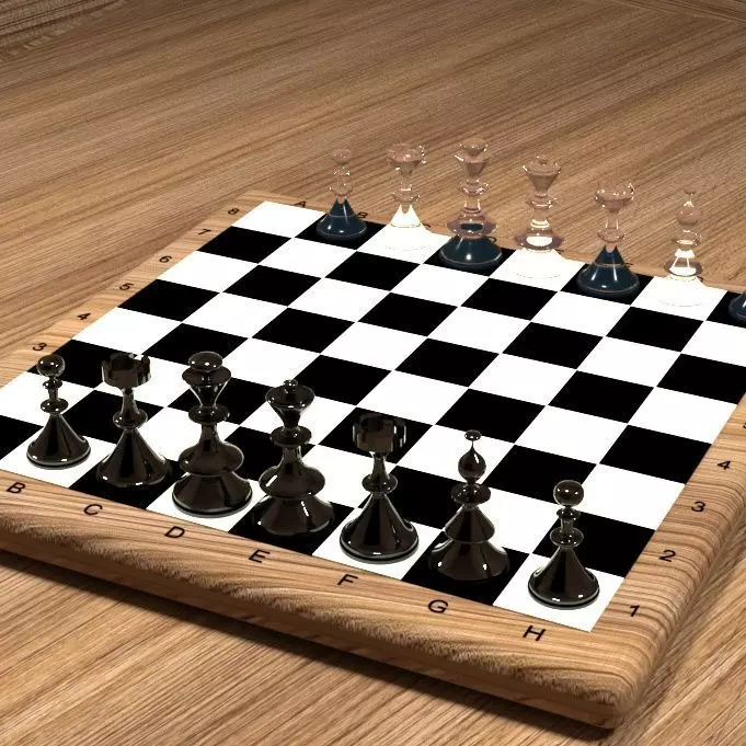 Chess board with pieces Free 3D model