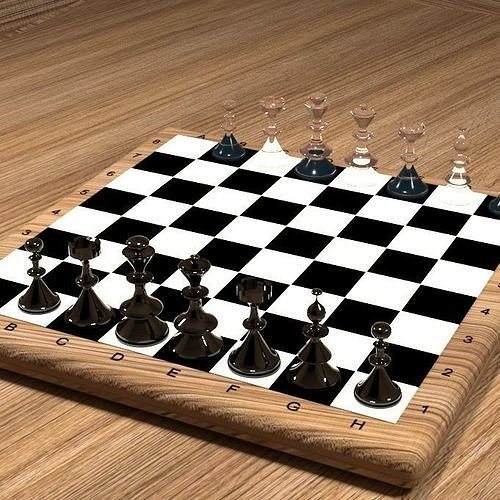 Chess board with pieces Free 3D model