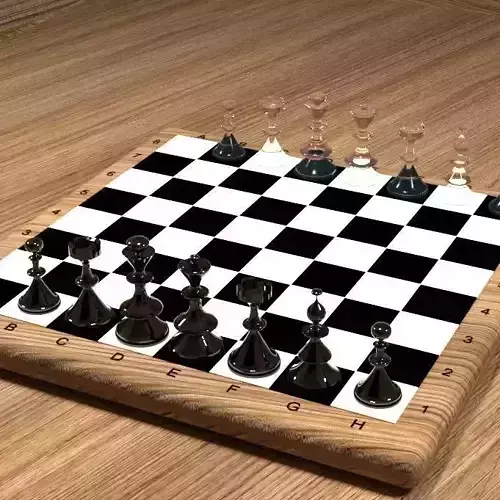 Chess board with pieces