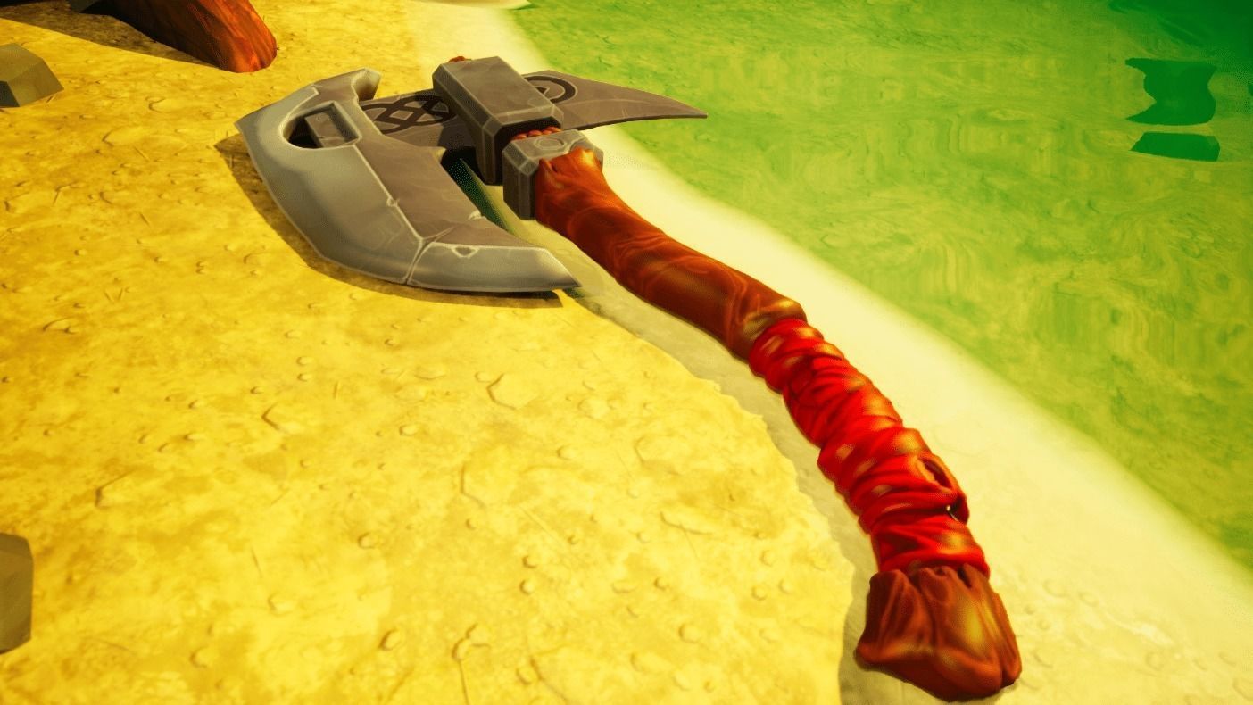 Stylized single-handed Dwarven Axe weapon 01 3D model_13