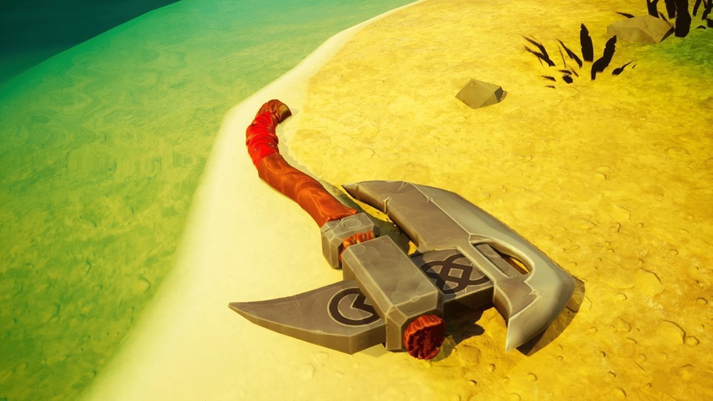 Stylized single-handed Dwarven Axe weapon 01 3D model_12