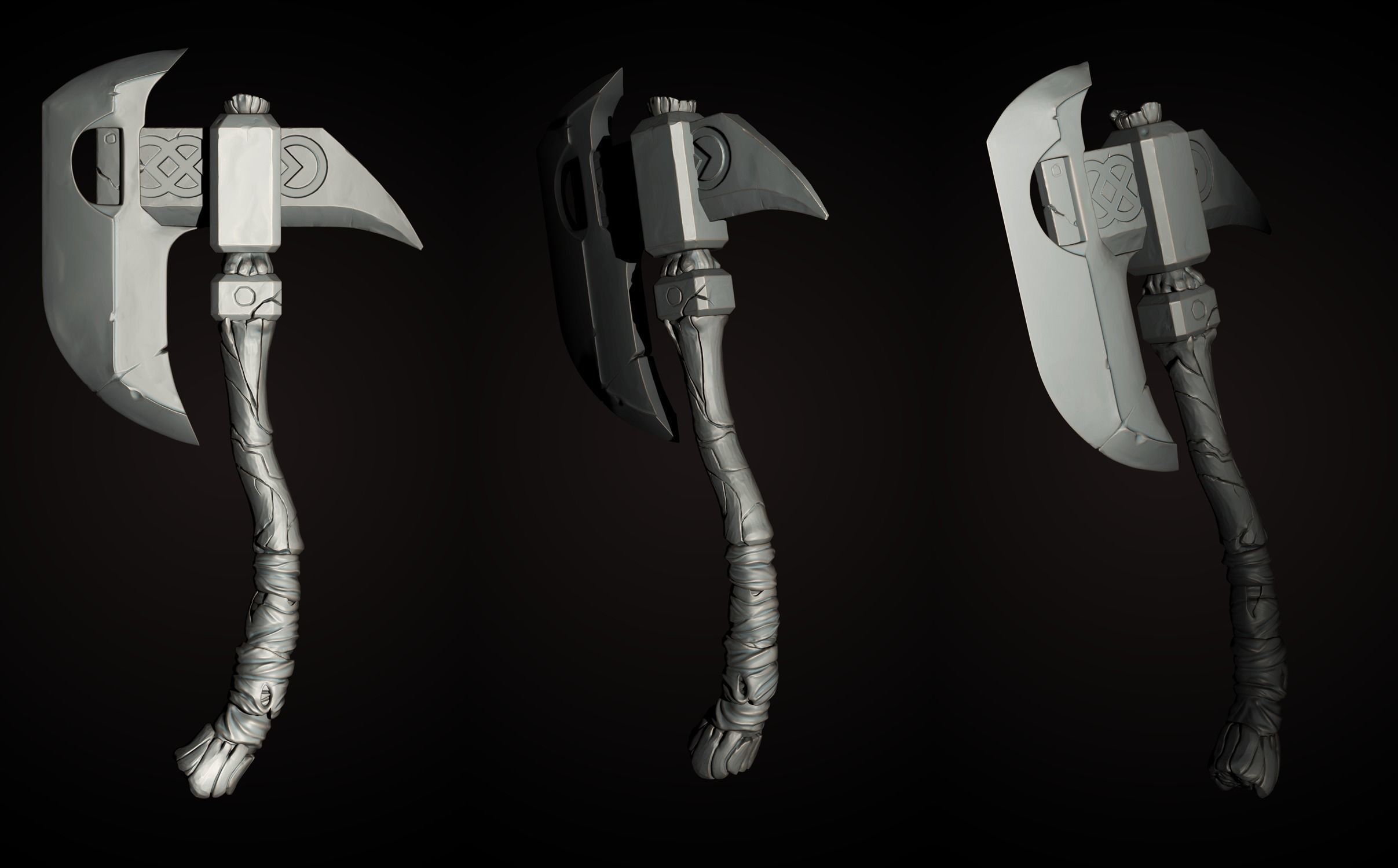 Stylized single-handed Dwarven Axe weapon 01 3D model_2