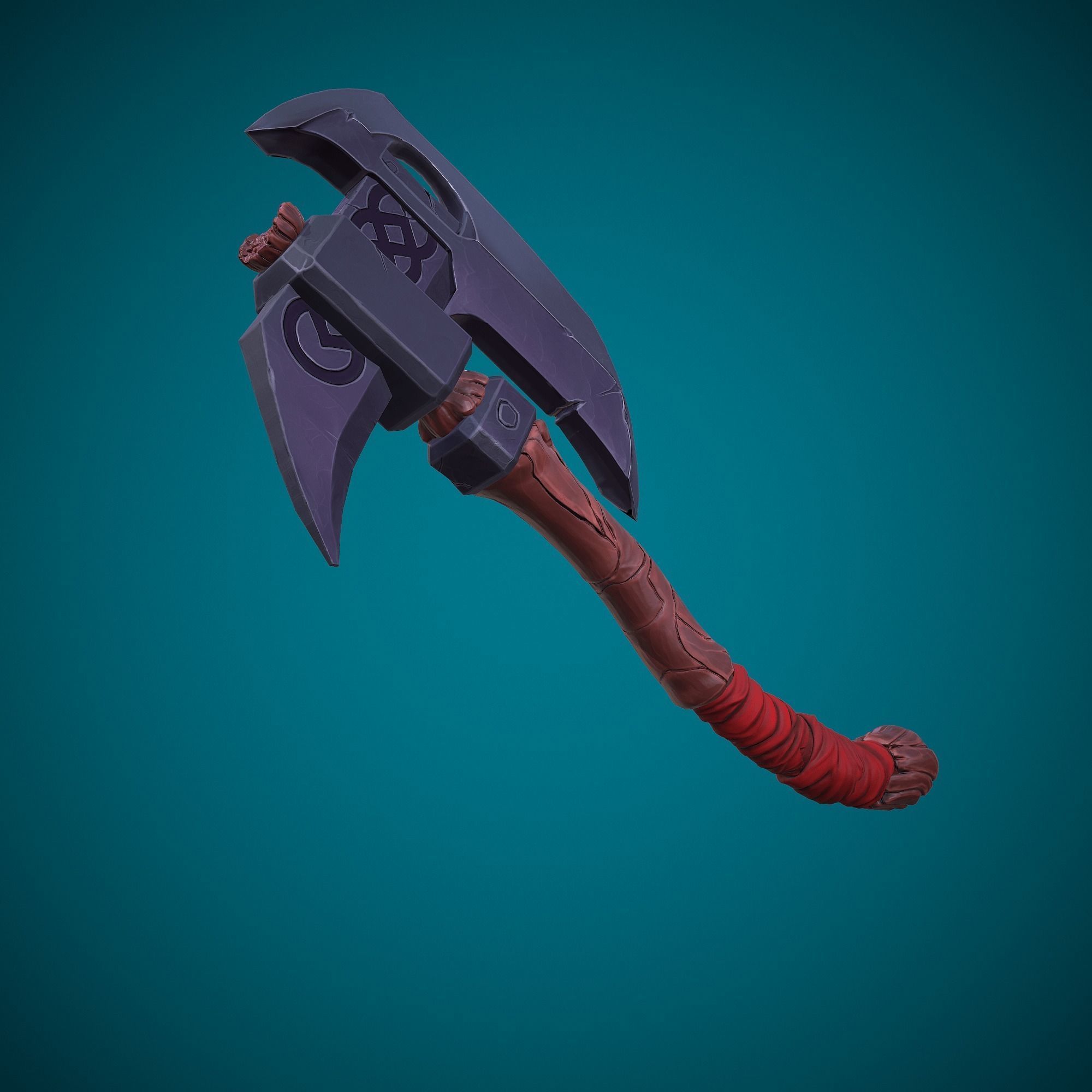 Stylized single-handed Dwarven Axe weapon 01 3D model_8