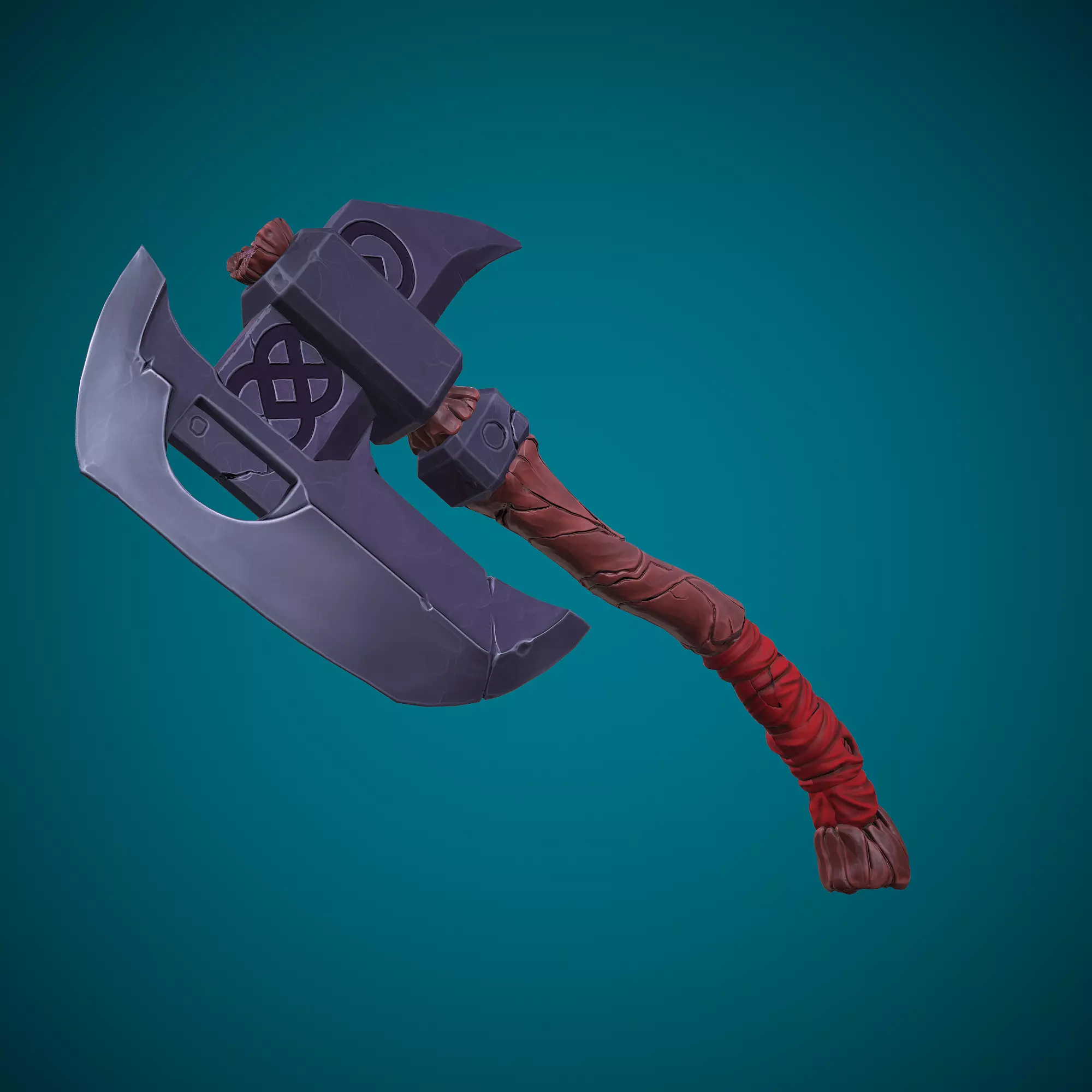 Stylized single-handed Dwarven Axe weapon 01 3D model_0
