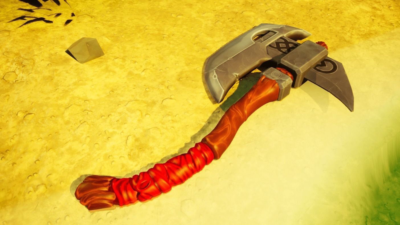 Stylized single-handed Dwarven Axe weapon 01 3D model_14