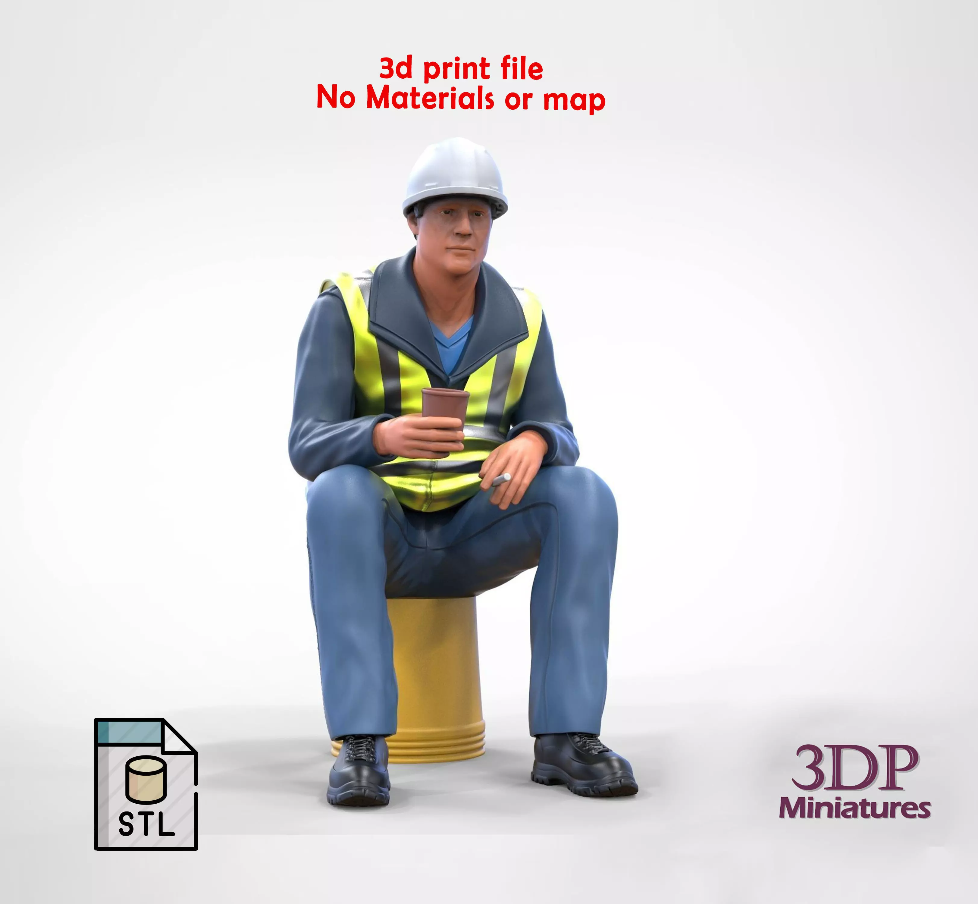 N7 Sitting Construction worker 3D print model_0