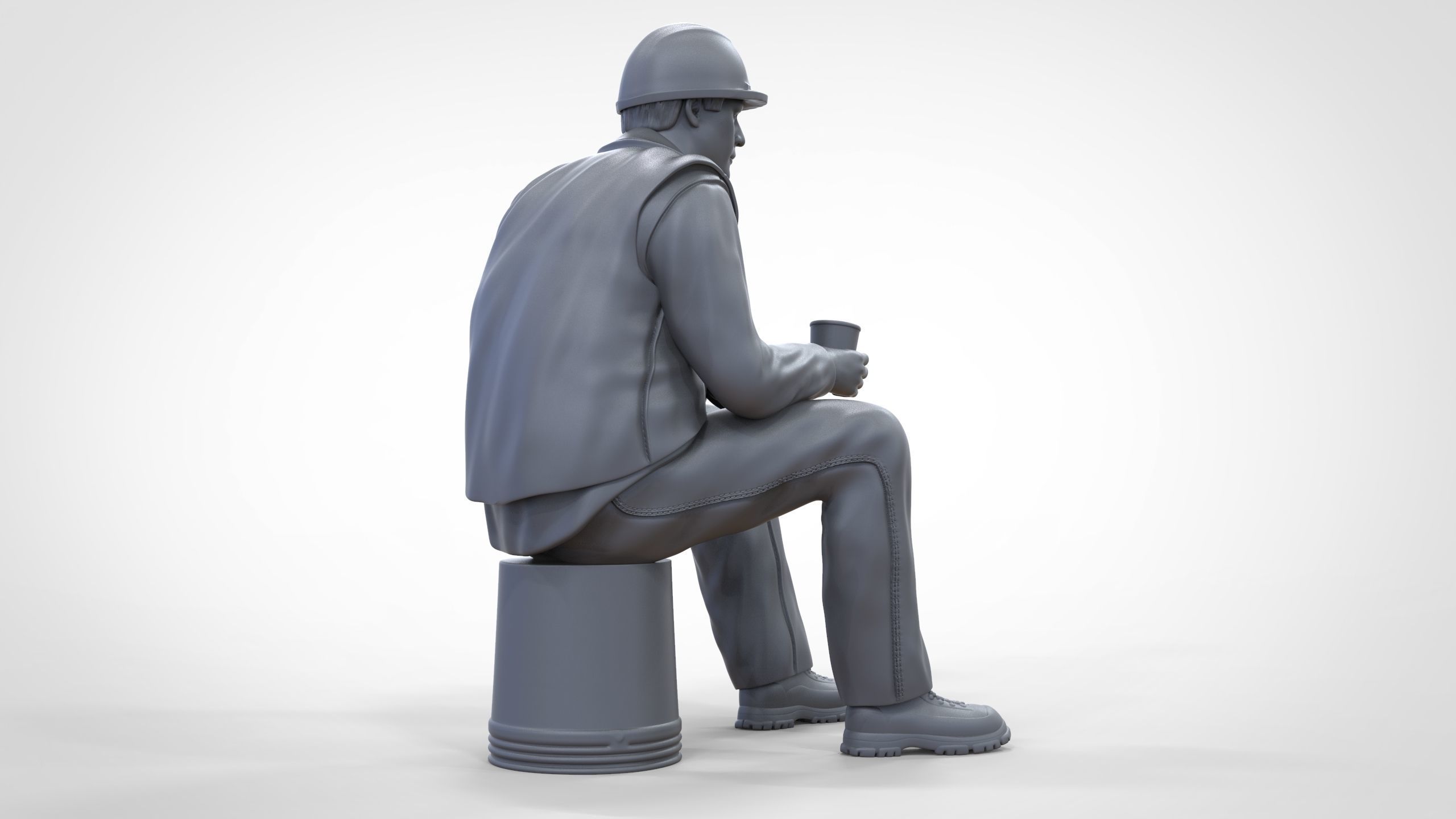 N7 Sitting Construction worker 3D print model_32