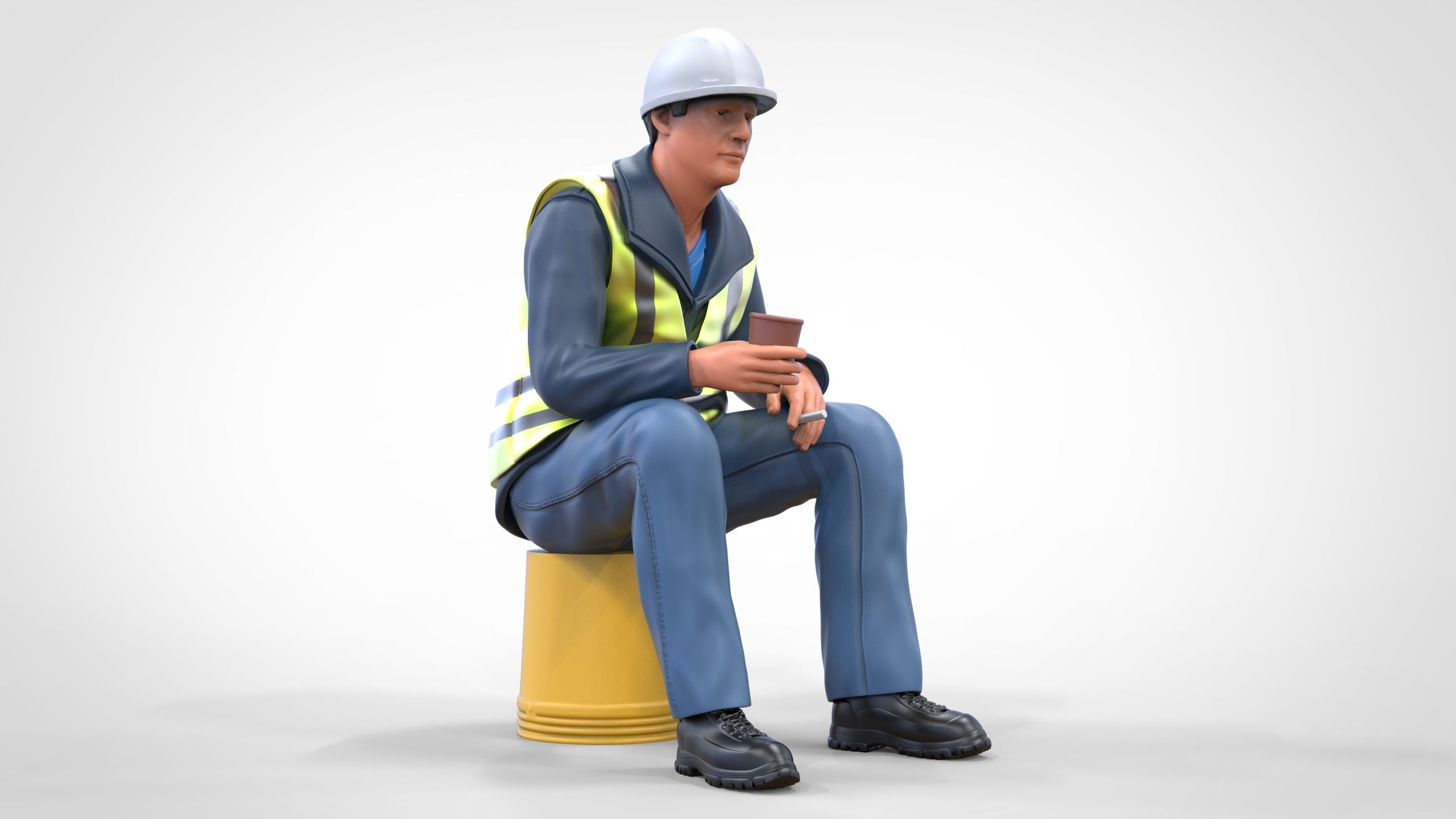 N7 Sitting Construction worker 3D print model_18