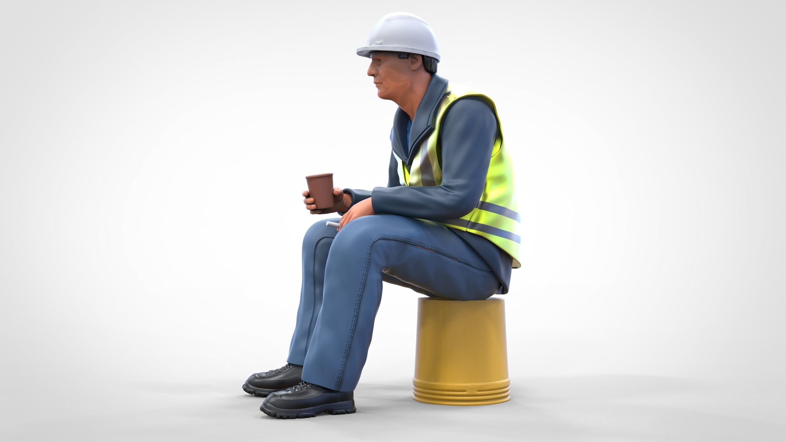 N7 Sitting Construction worker 3D print model_1