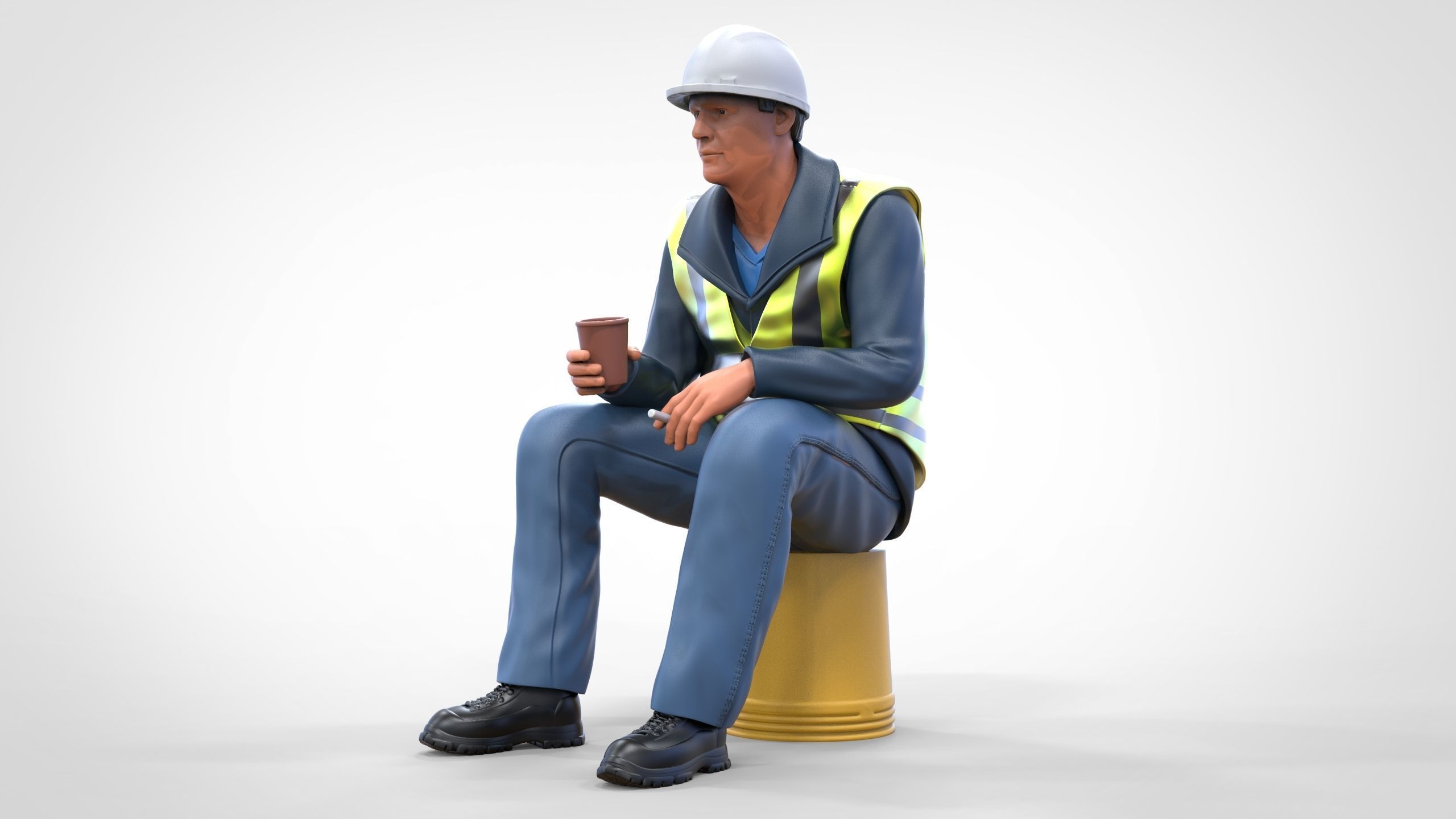 N7 Sitting Construction worker 3D print model_24