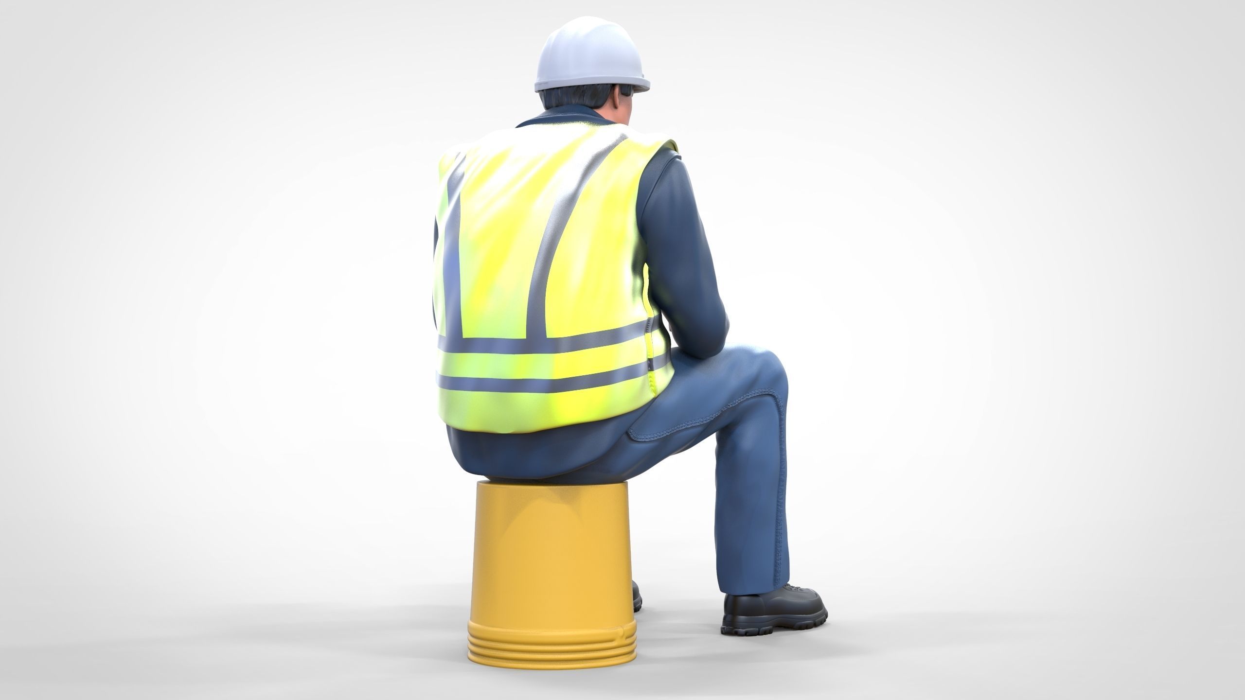 N7 Sitting Construction worker 3D print model_11
