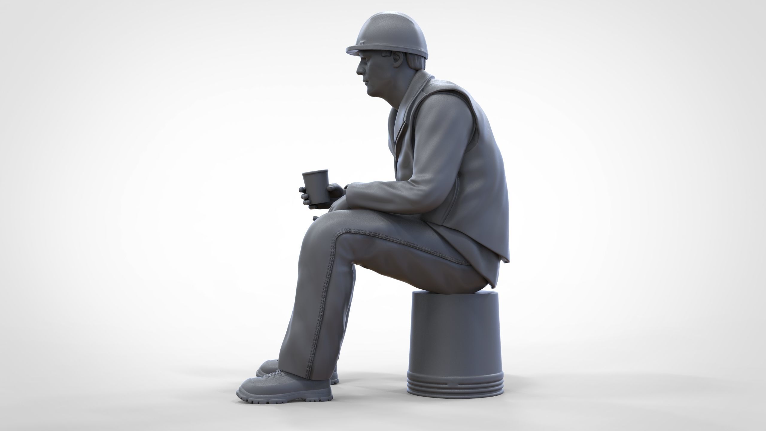 N7 Sitting Construction worker 3D print model_27