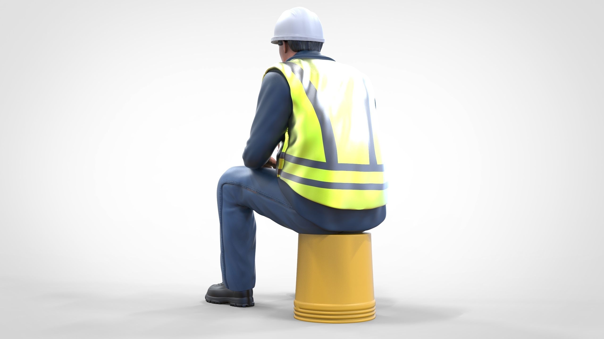 N7 Sitting Construction worker 3D print model_7