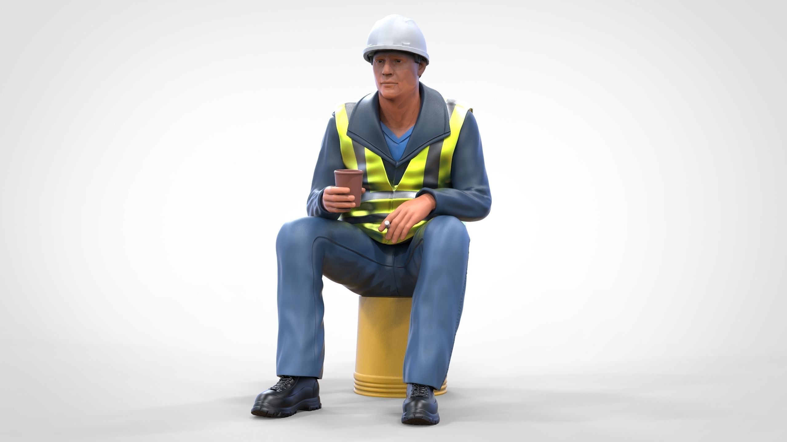 N7 Sitting Construction worker 3D print model_22