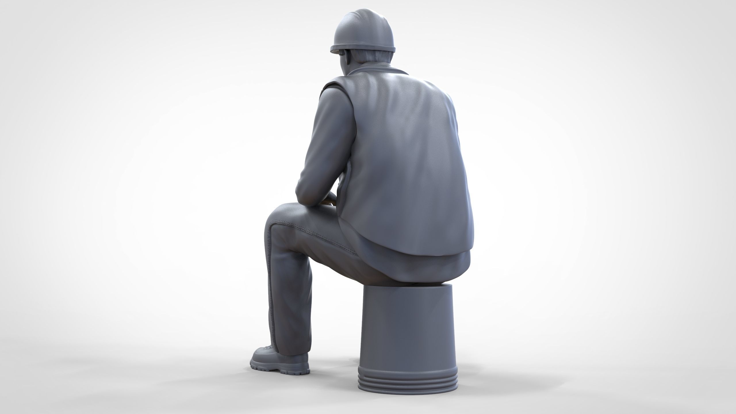 N7 Sitting Construction worker 3D print model_29