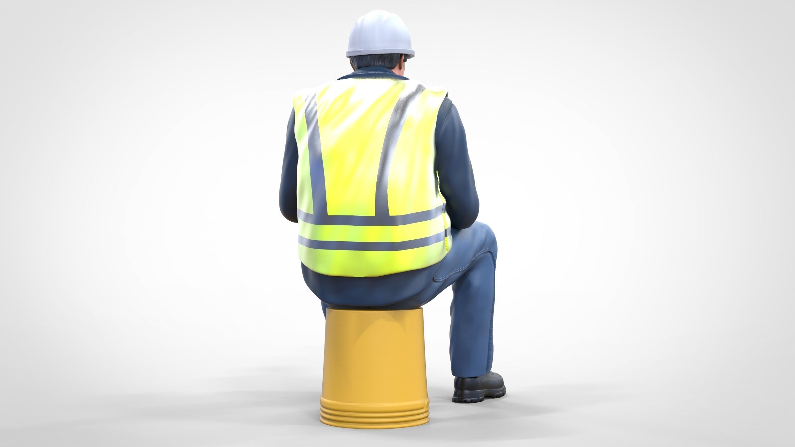 N7 Sitting Construction worker 3D print model_10