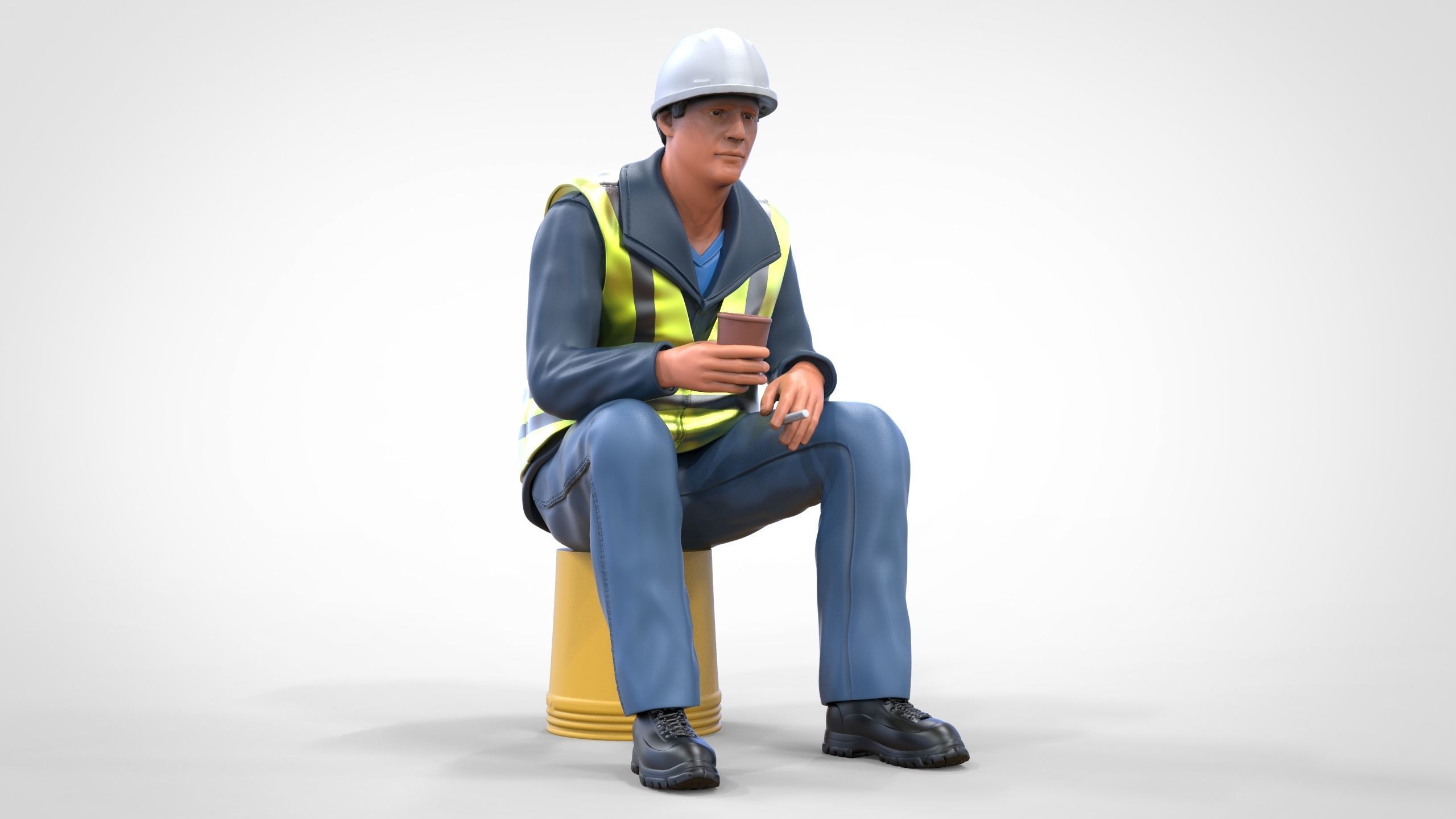 N7 Sitting Construction worker 3D print model_19