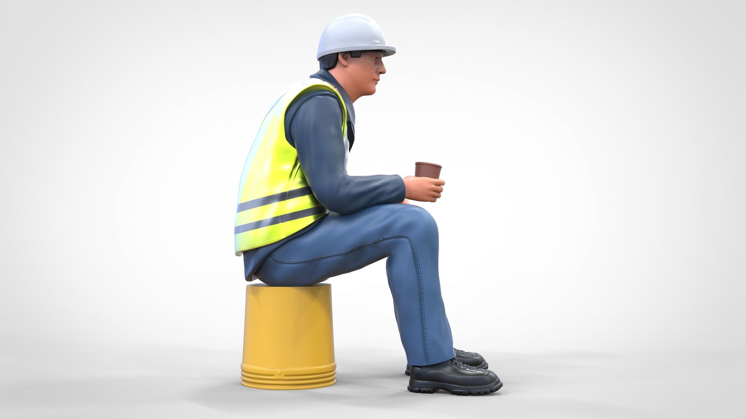 N7 Sitting Construction worker 3D print model_15