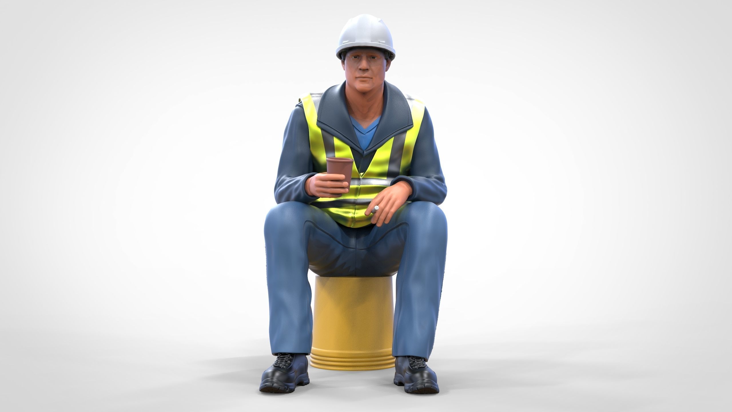 N7 Sitting Construction worker 3D print model_21