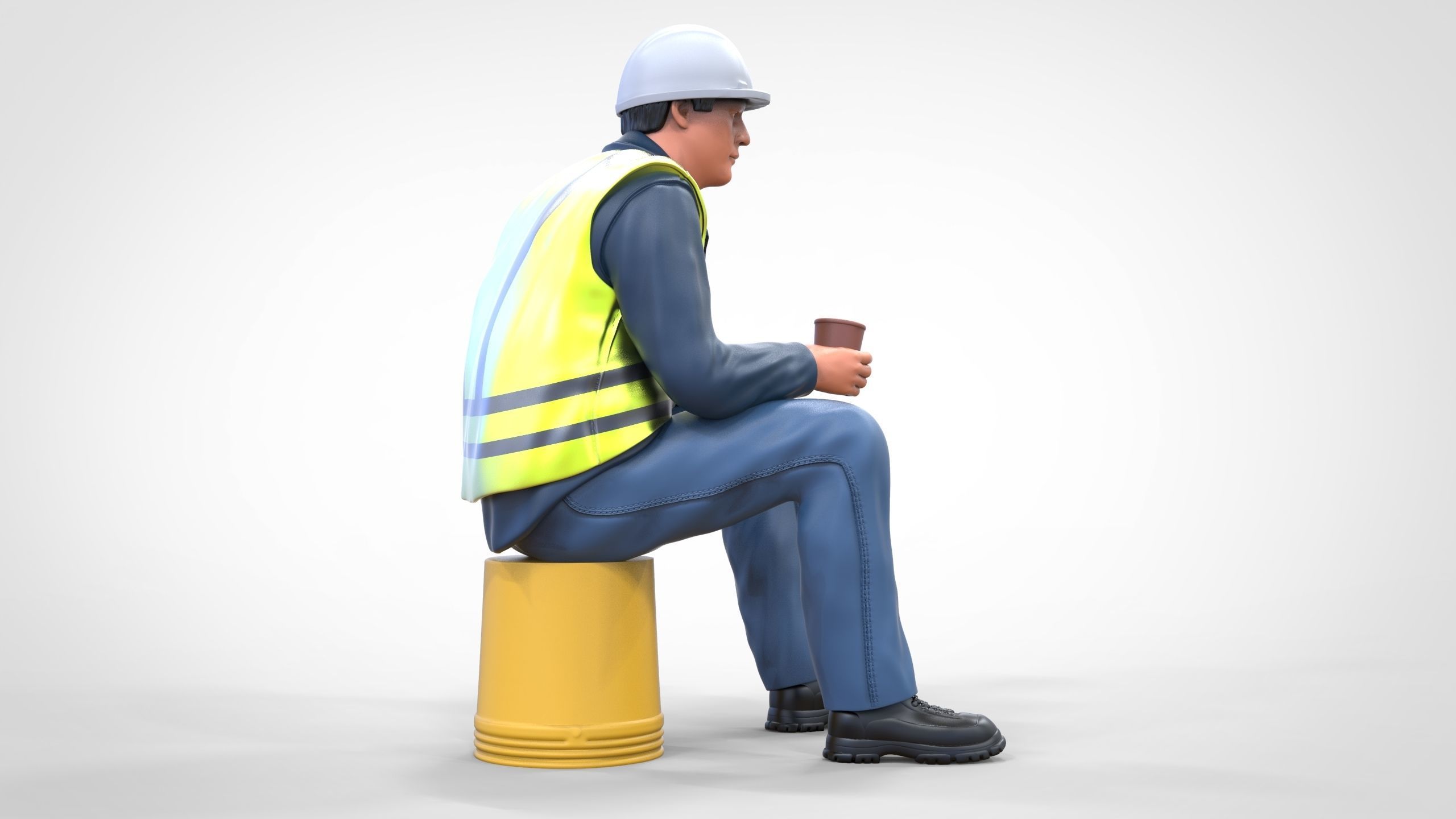N7 Sitting Construction worker 3D print model_14