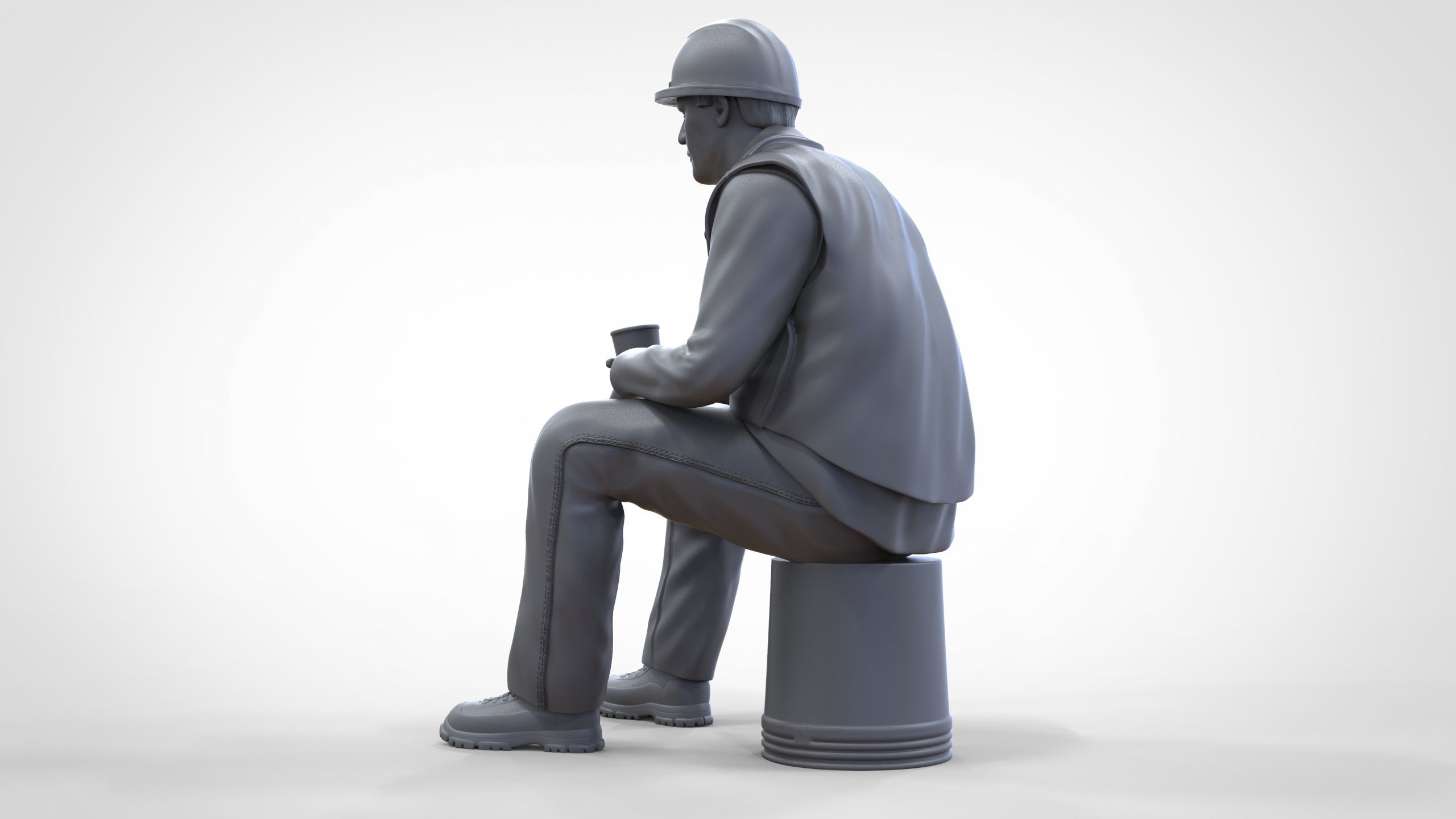 N7 Sitting Construction worker 3D print model_28