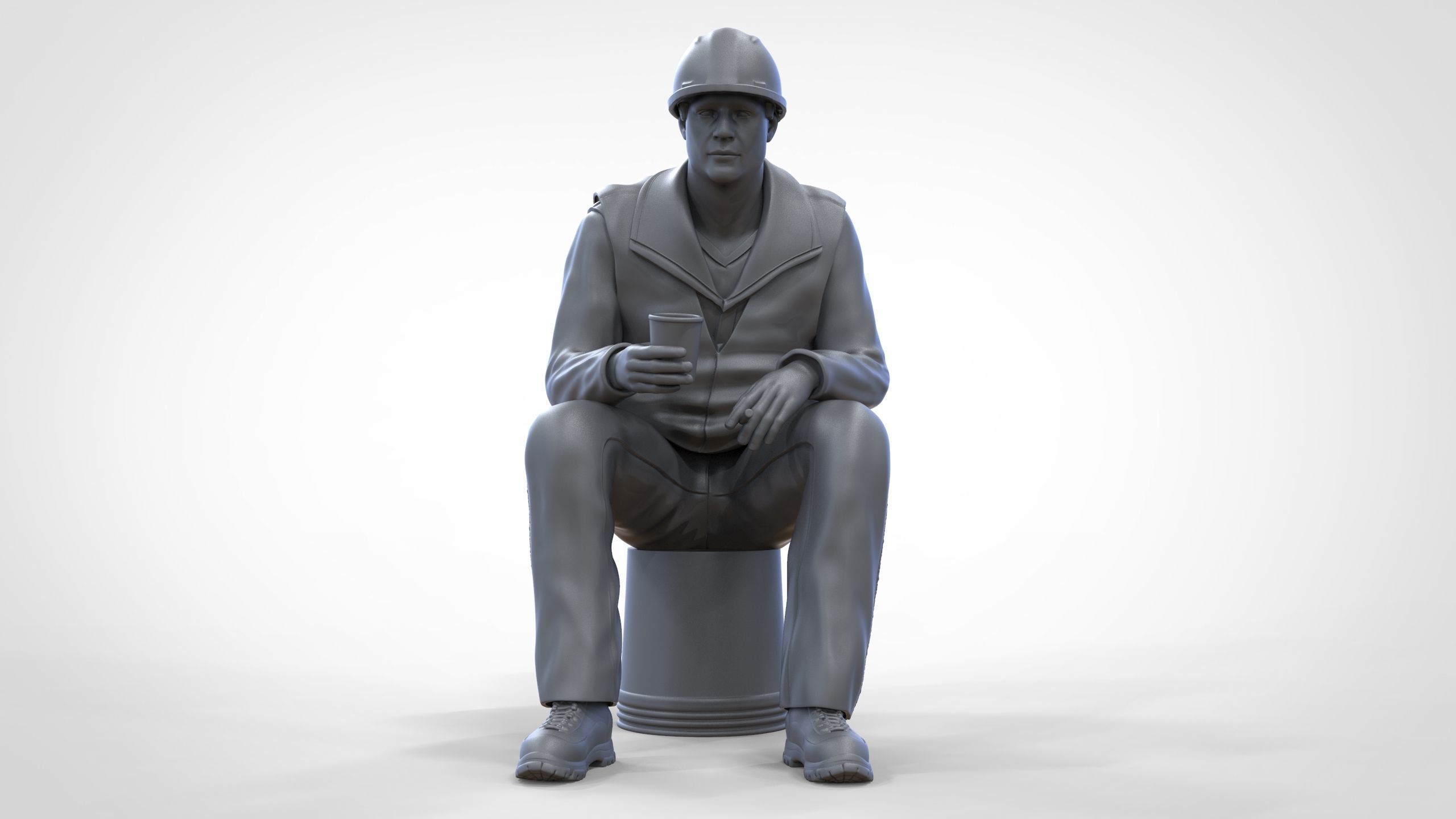 N7 Sitting Construction worker 3D print model_36