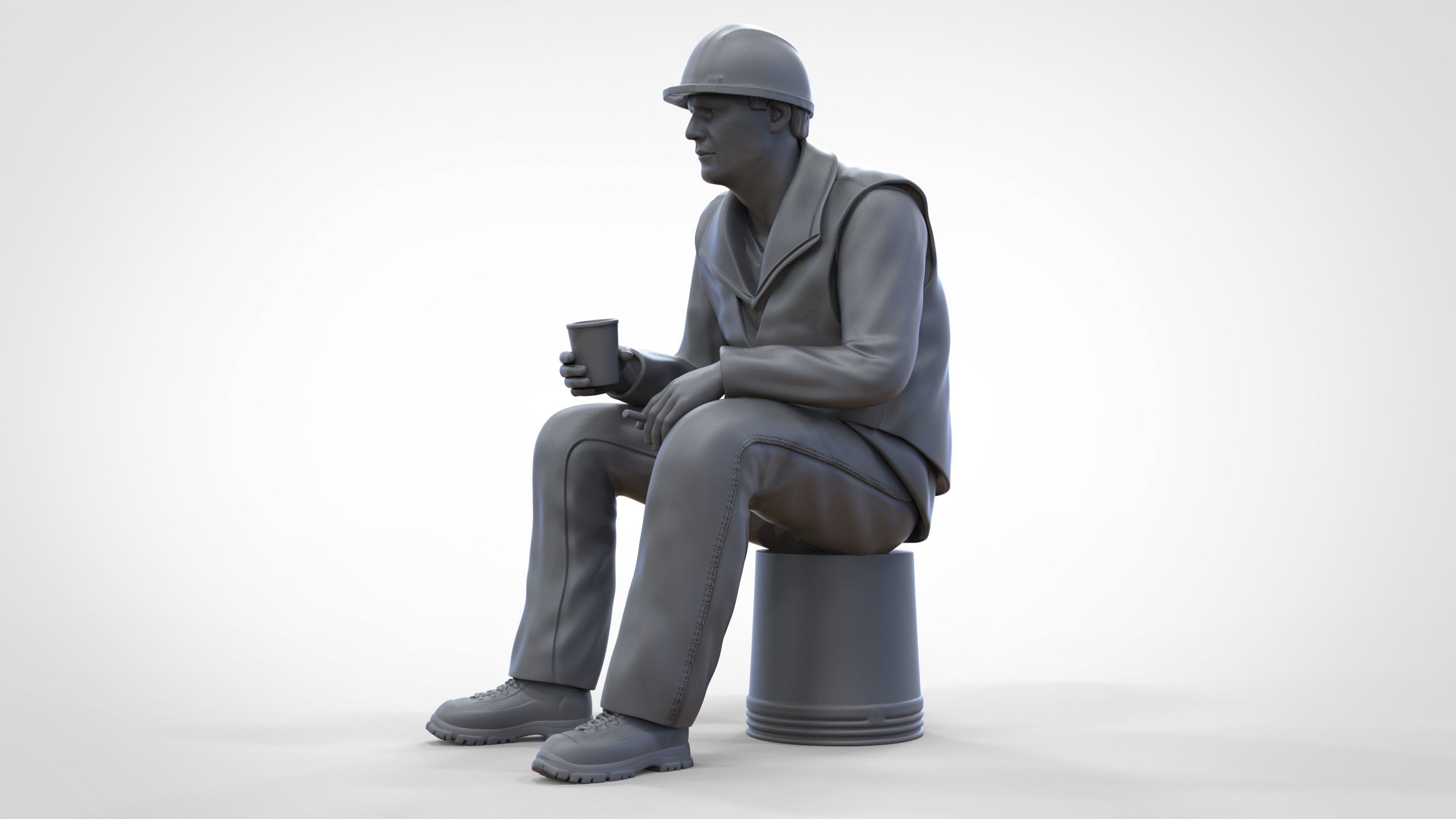 N7 Sitting Construction worker 3D print model_38