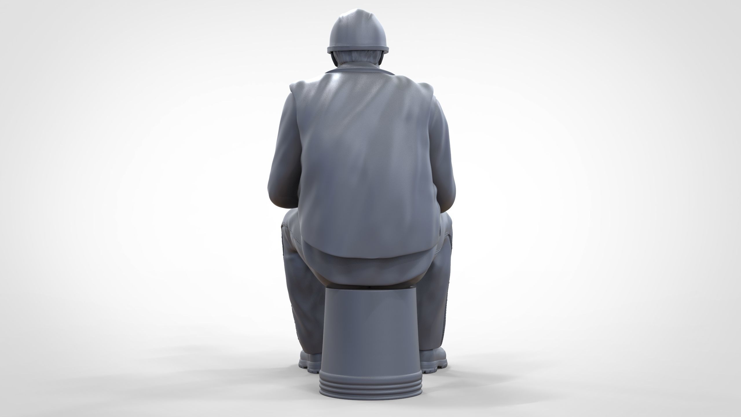 N7 Sitting Construction worker 3D print model_30