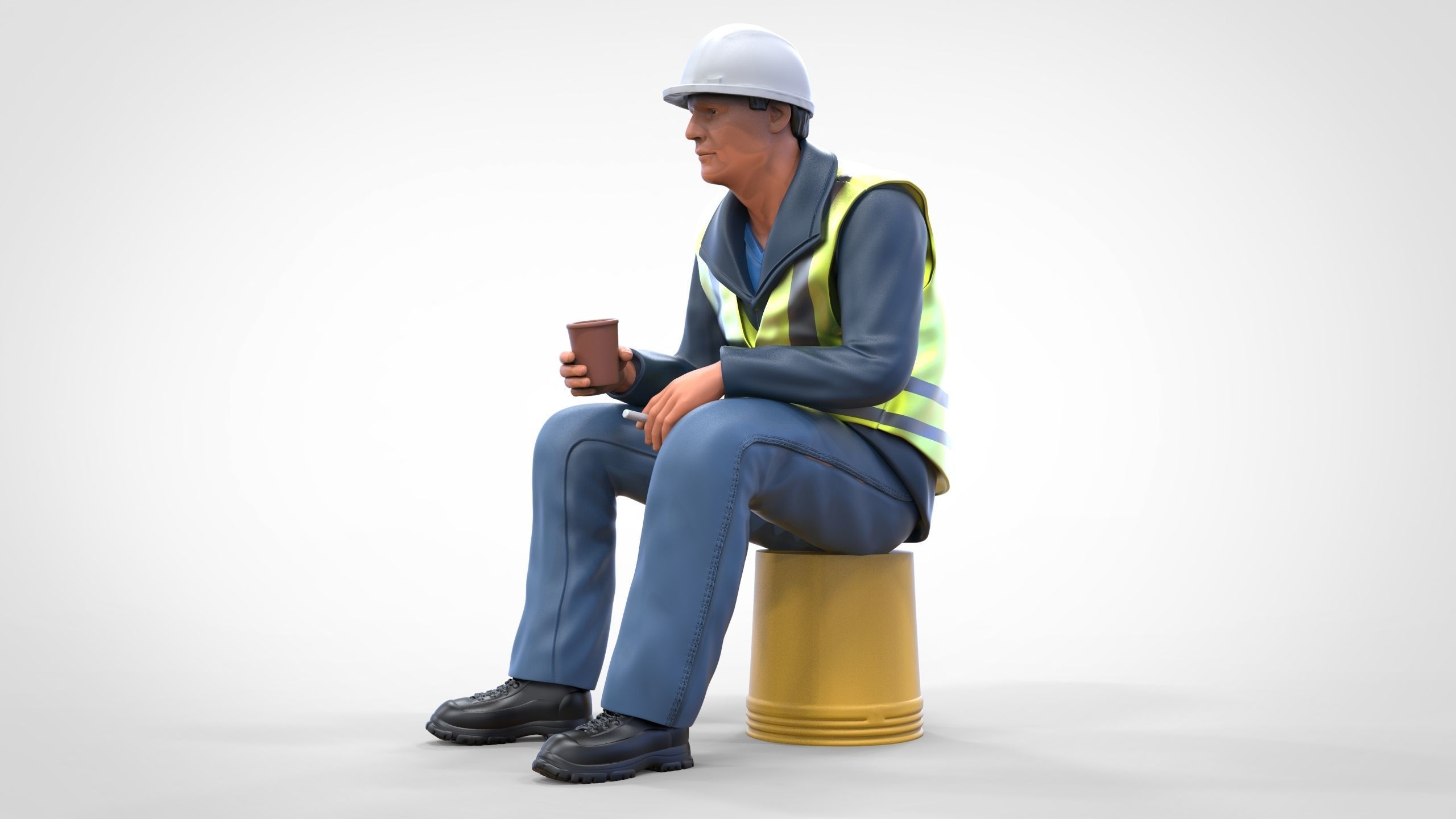 N7 Sitting Construction worker 3D print model_25