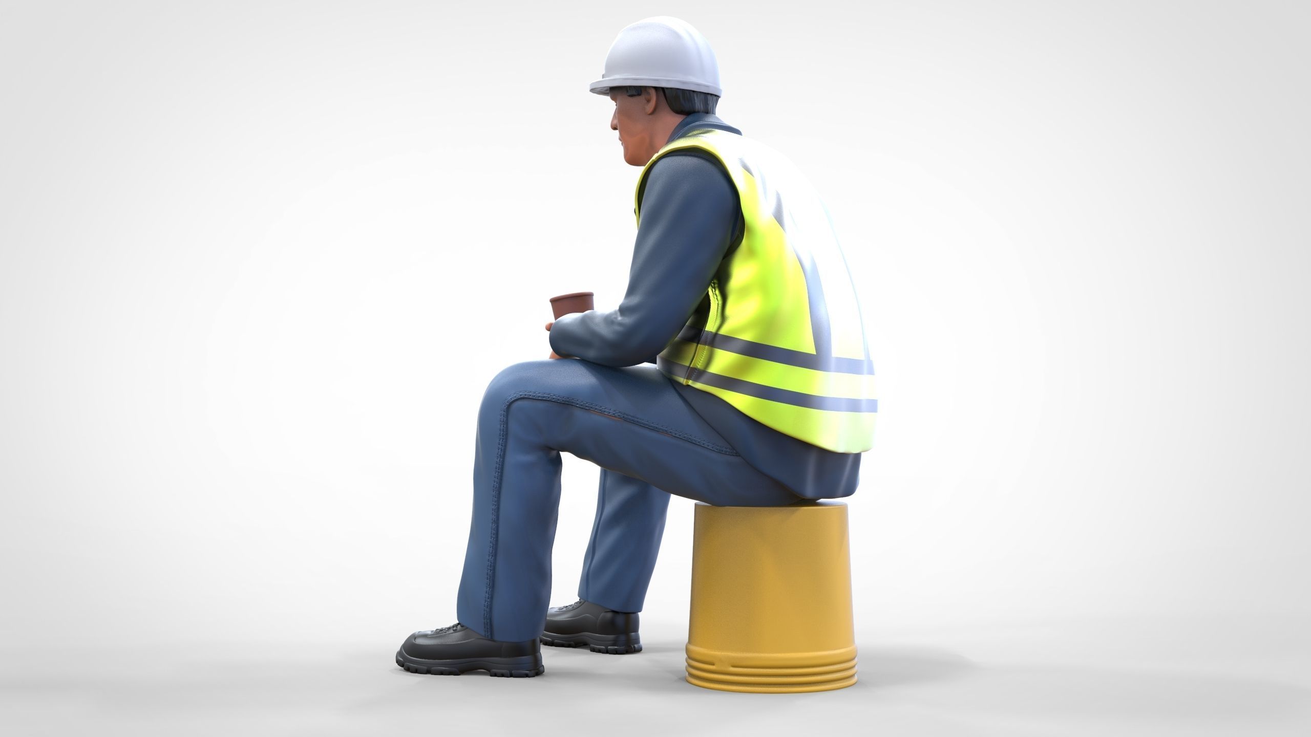 N7 Sitting Construction worker 3D print model_5
