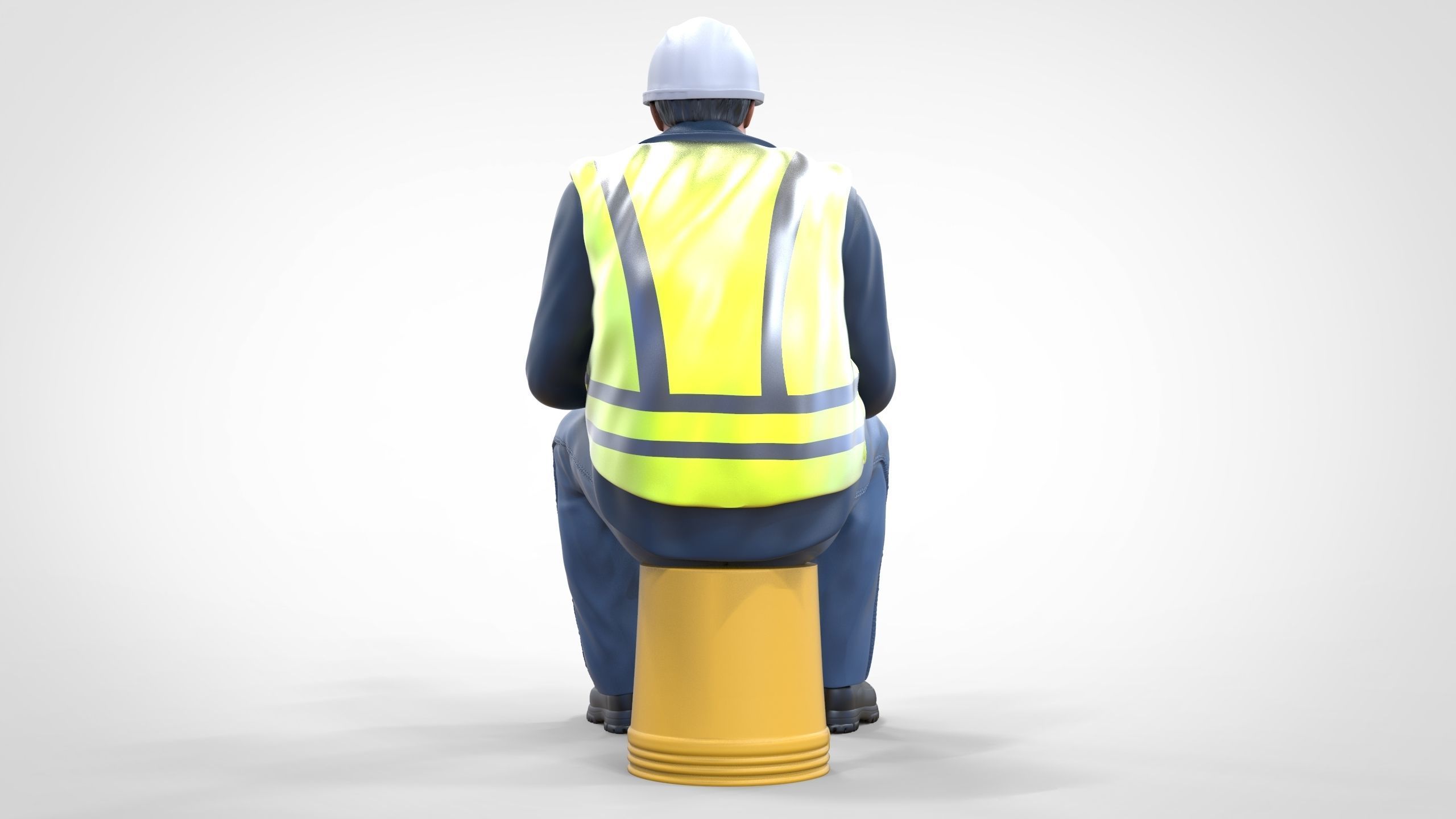 N7 Sitting Construction worker 3D print model_9