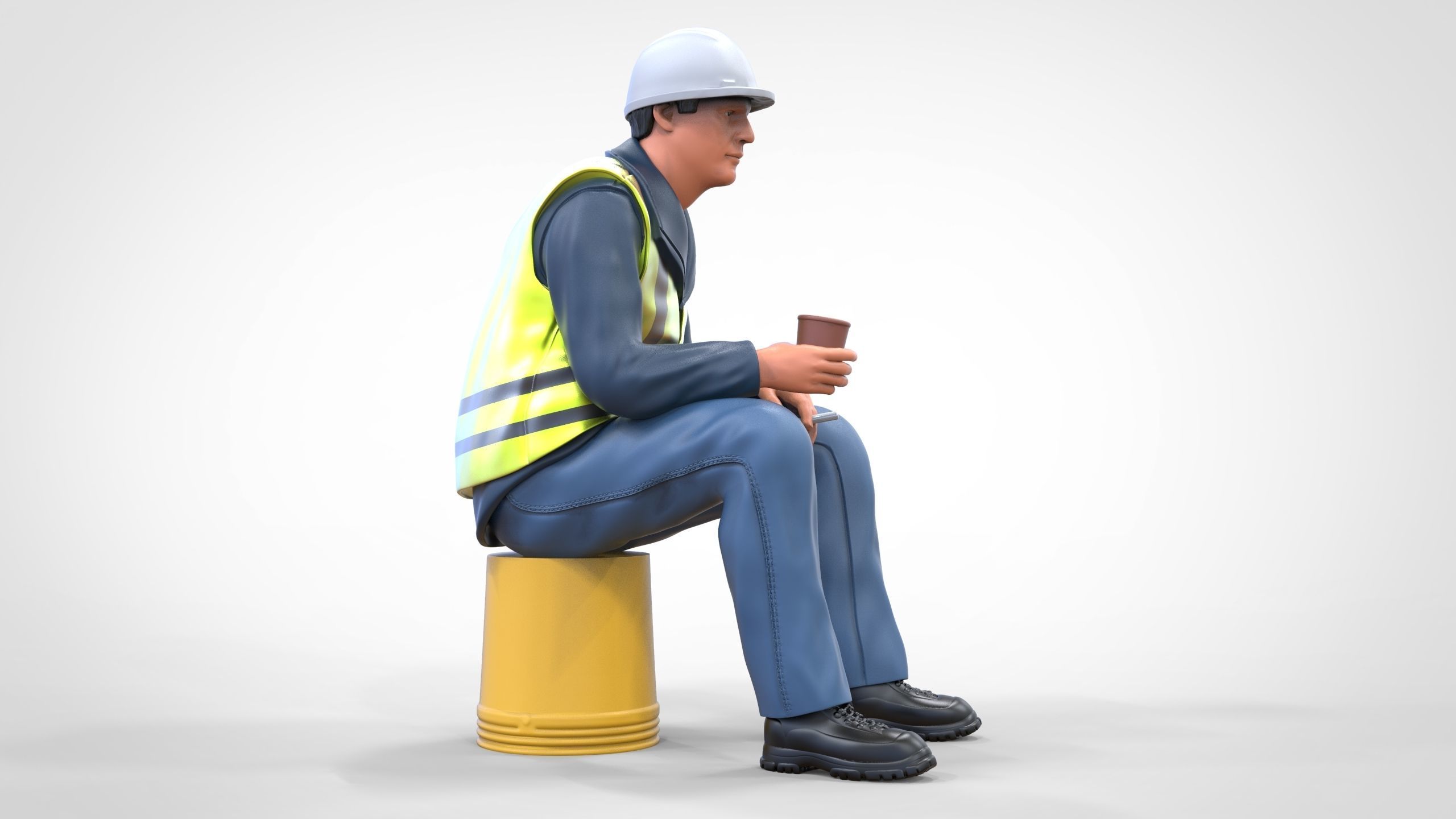 N7 Sitting Construction worker 3D print model_16