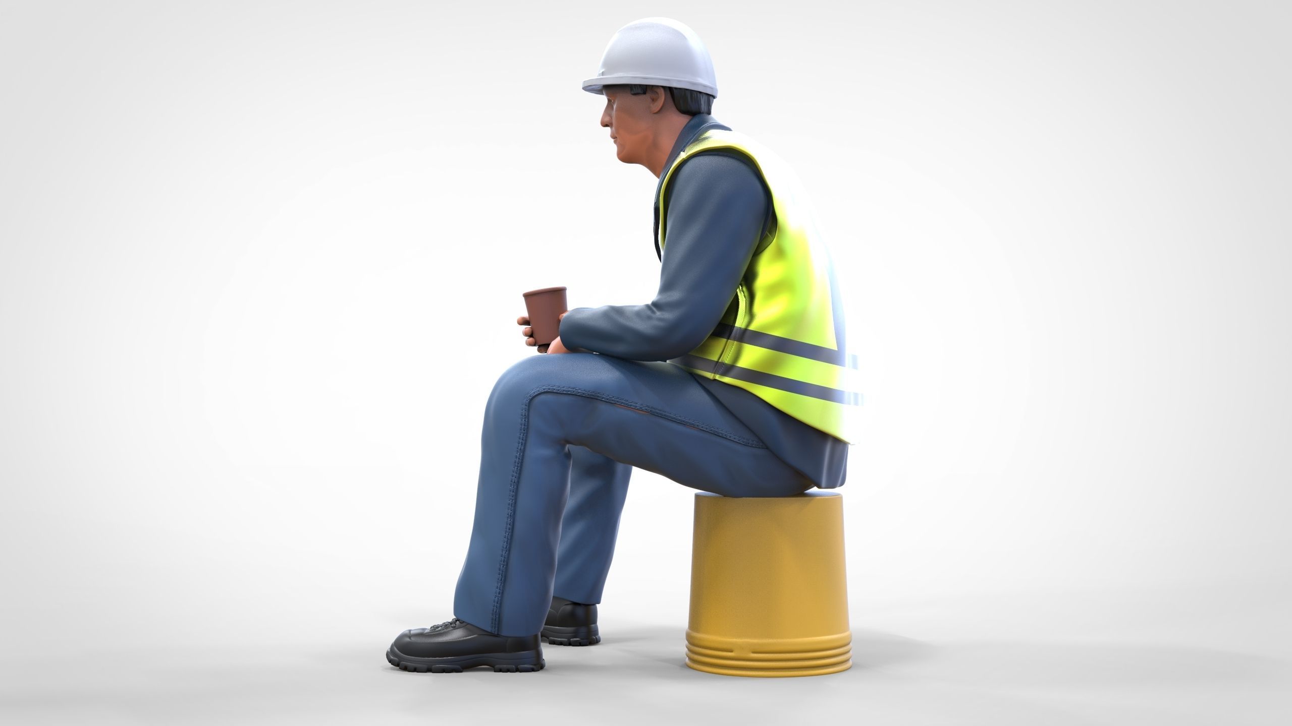 N7 Sitting Construction worker 3D print model_4