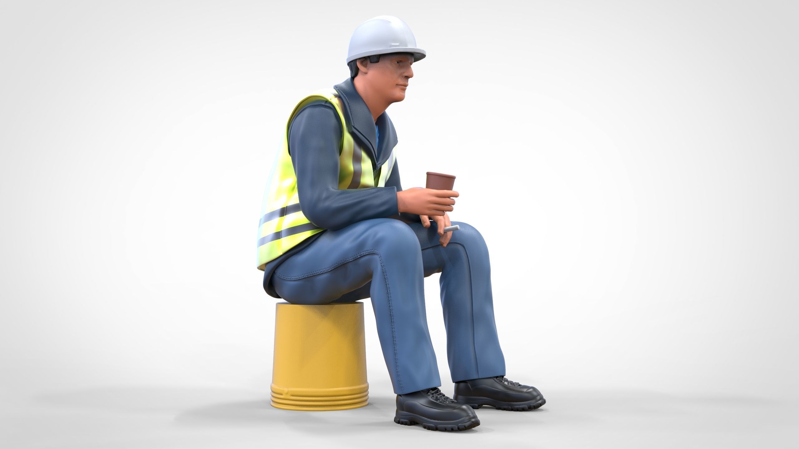 N7 Sitting Construction worker 3D print model_17
