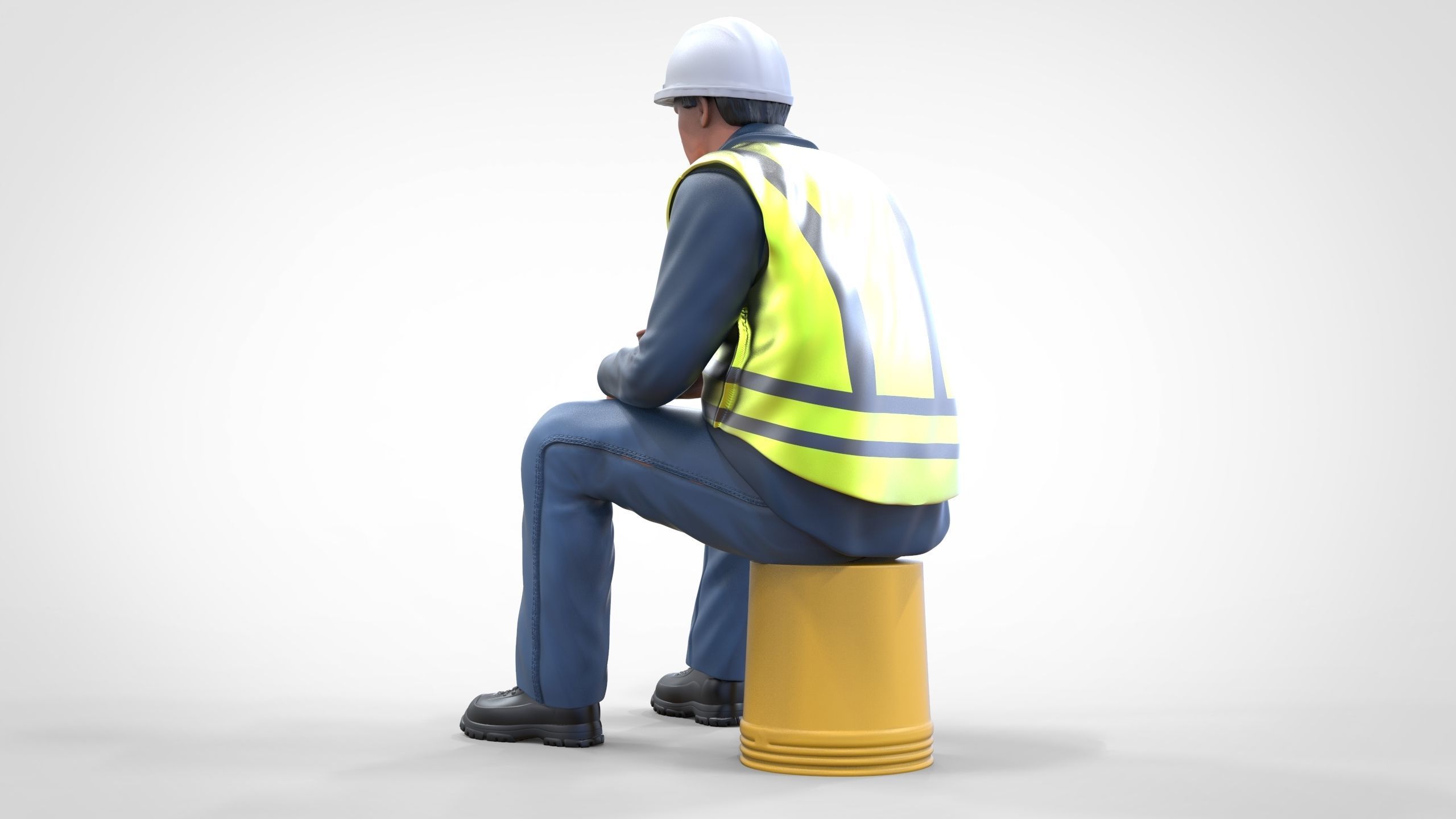 N7 Sitting Construction worker 3D print model_6