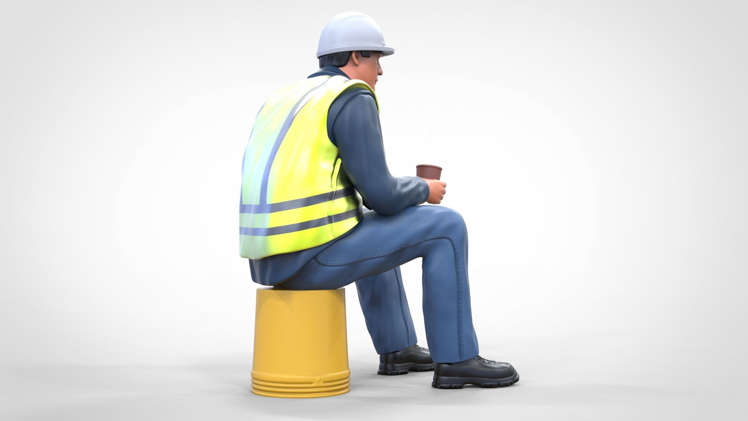 N7 Sitting Construction worker 3D print model_13