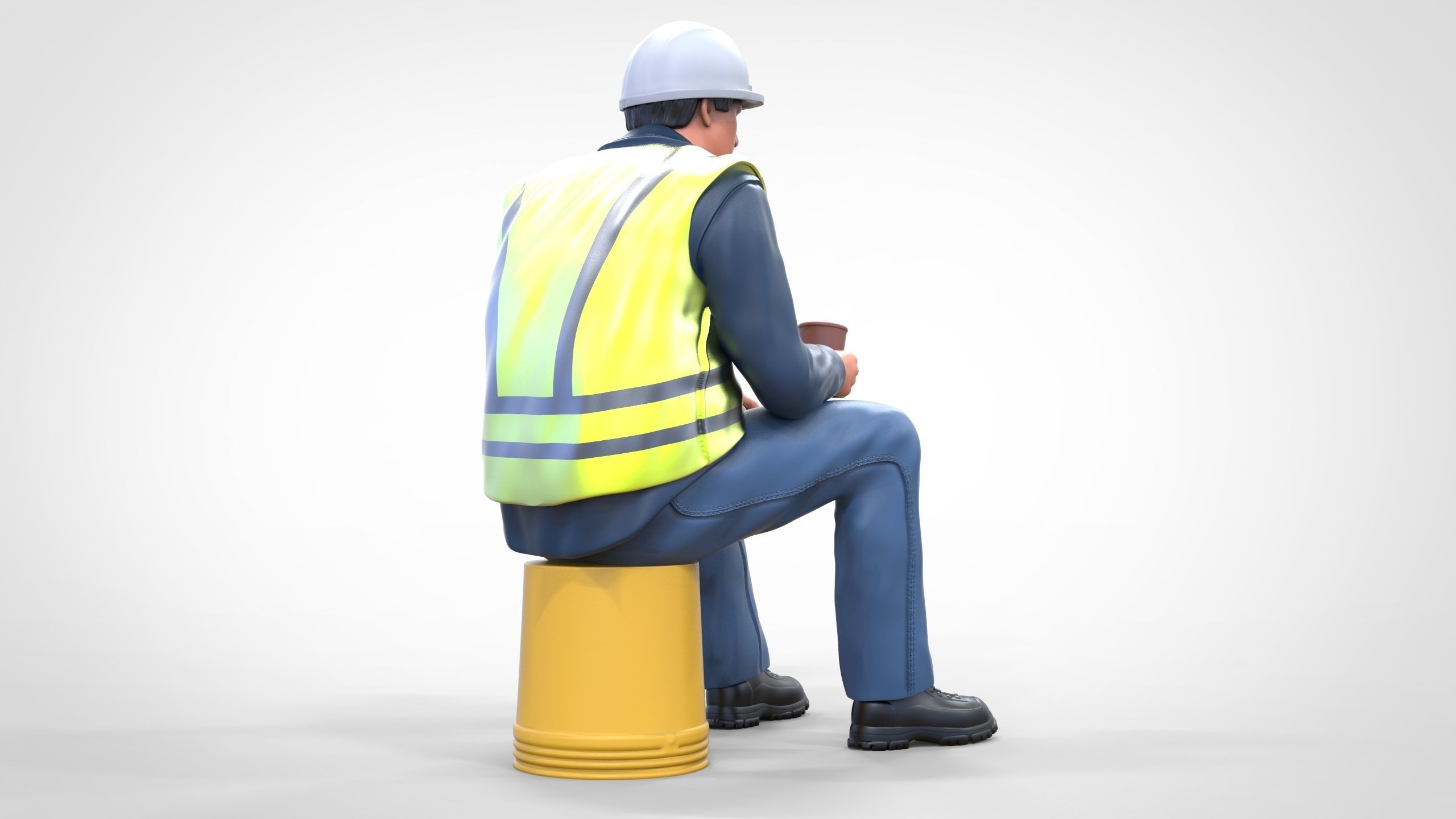 N7 Sitting Construction worker 3D print model_12