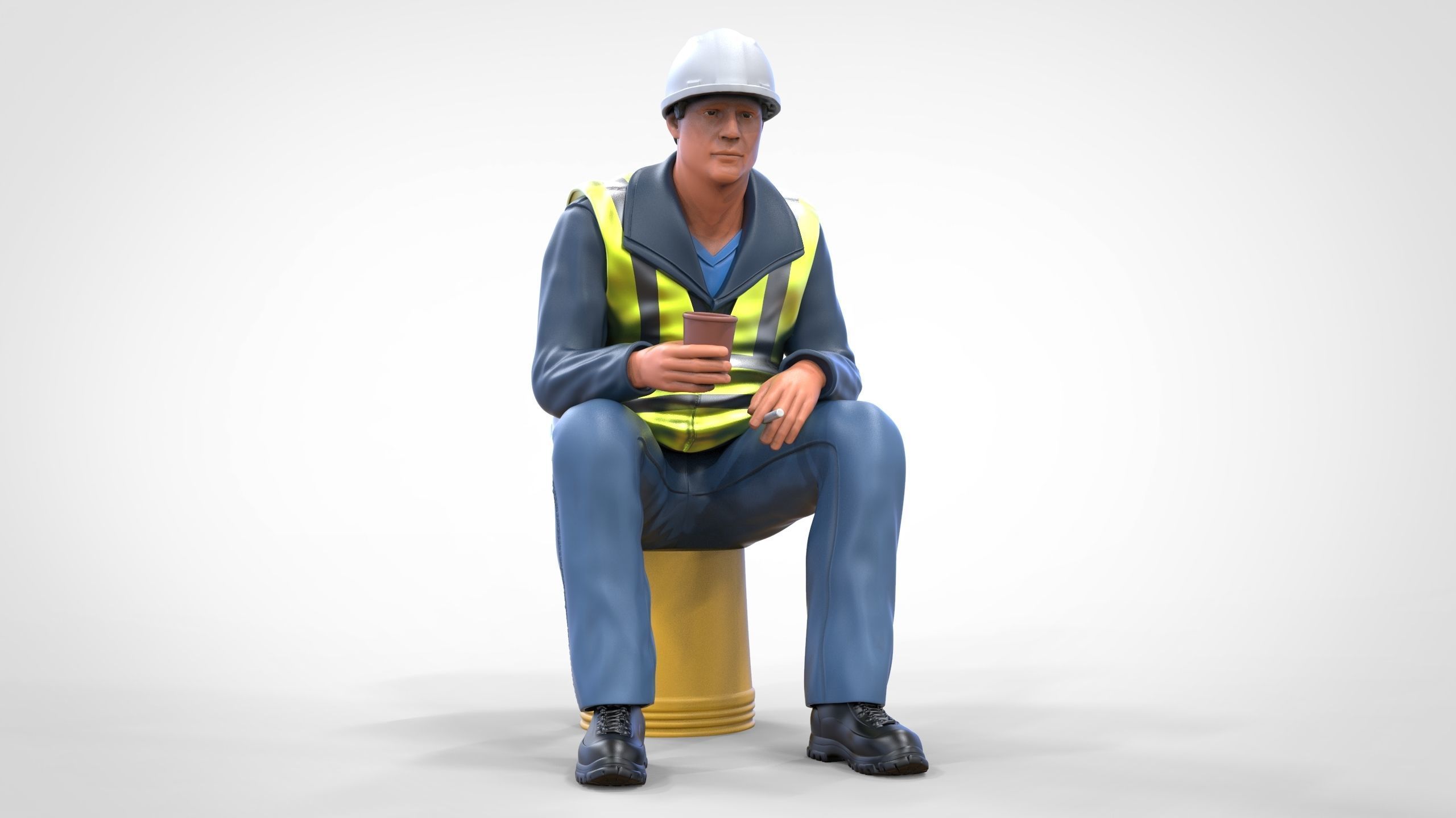 N7 Sitting Construction worker 3D print model_20